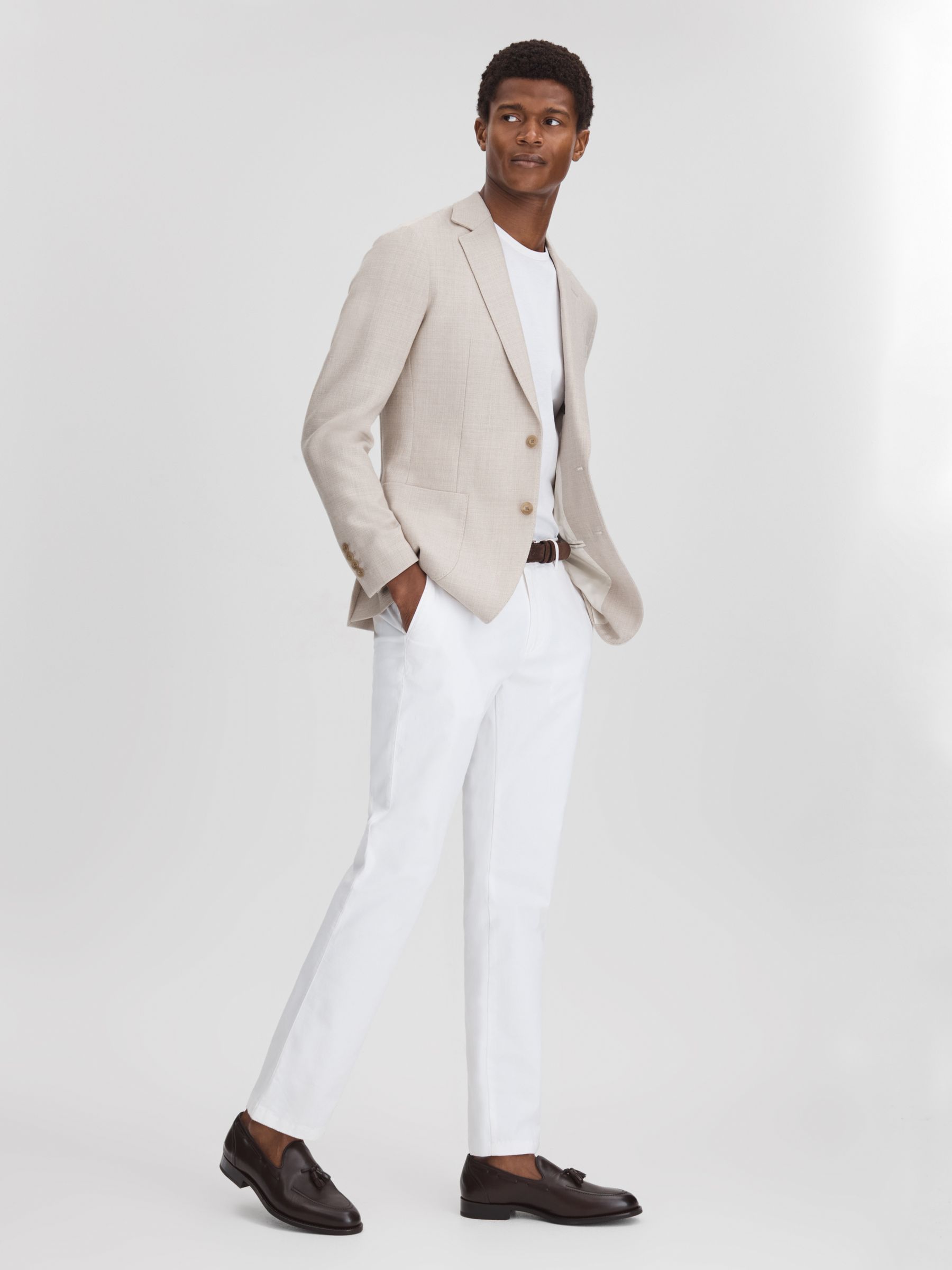 Attire Stone Slim Fit Textured Wool Blend Single Breasted Blazer - Image 3 of 6
