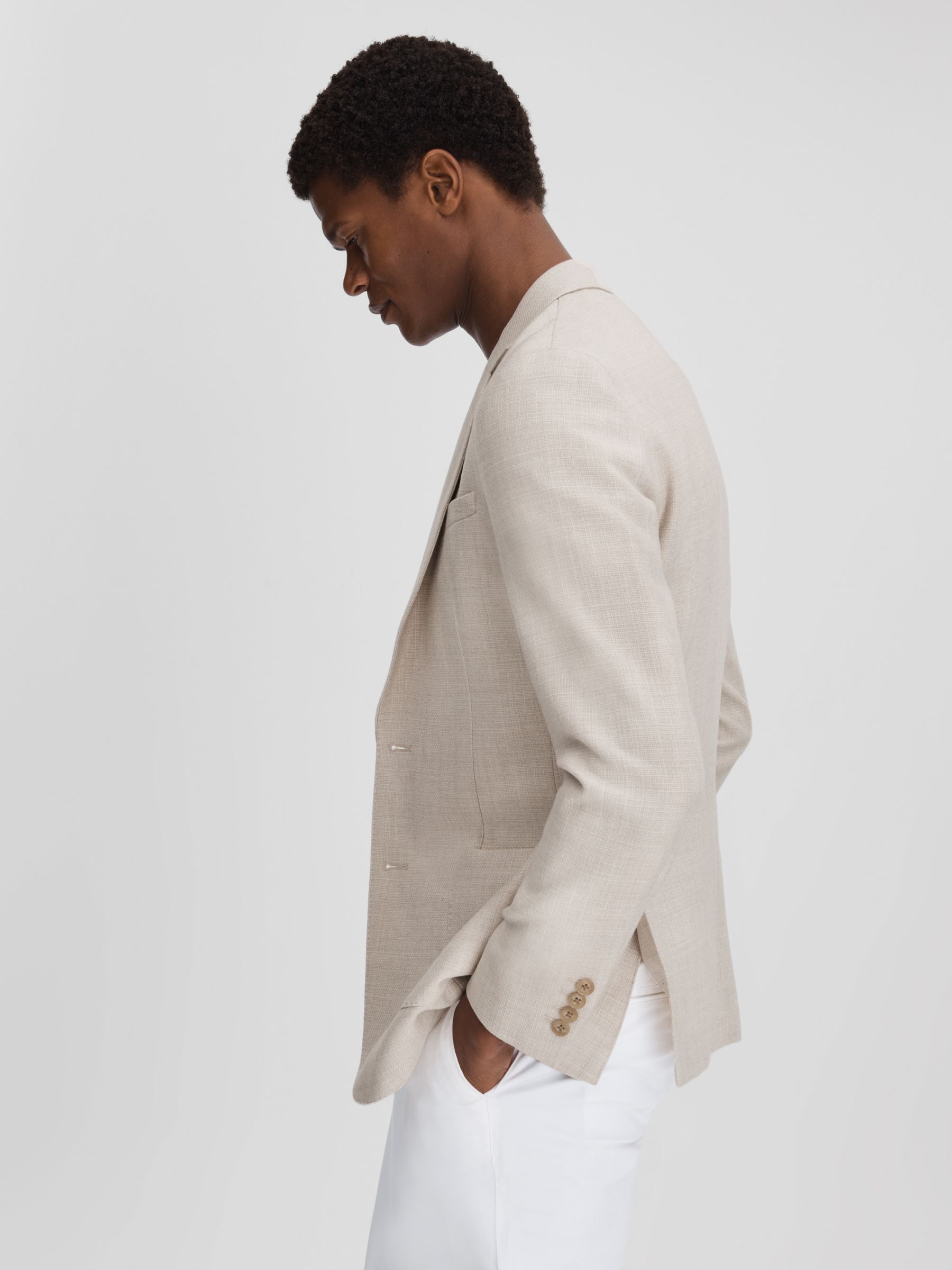 Attire Stone Slim Fit Textured Wool Blend Single Breasted Blazer - Image 4 of 6