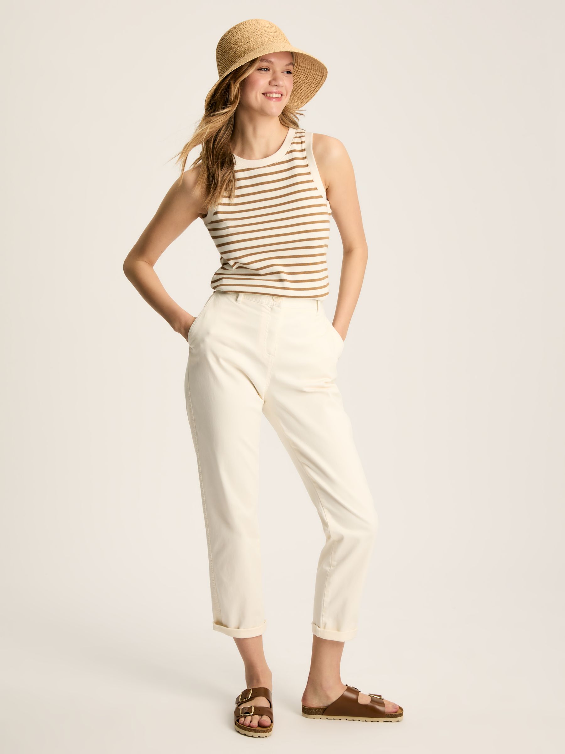 Harbour Cream & Tan Striped Jersey Vest - Image 3 of 7