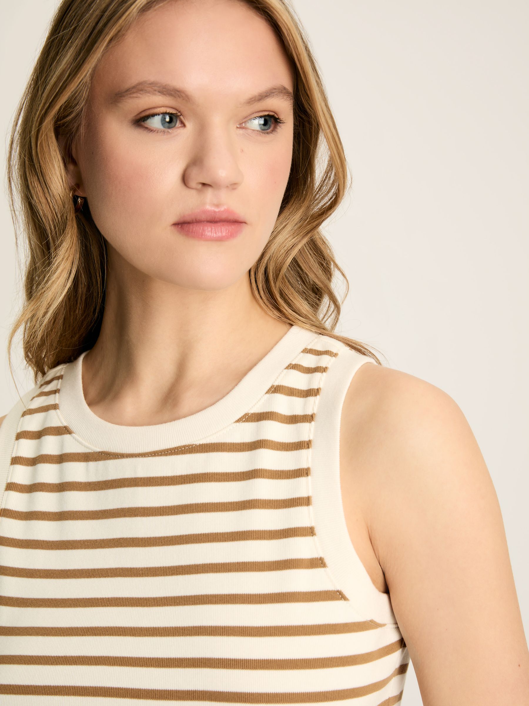 Harbour Cream & Tan Striped Jersey Vest - Image 5 of 7