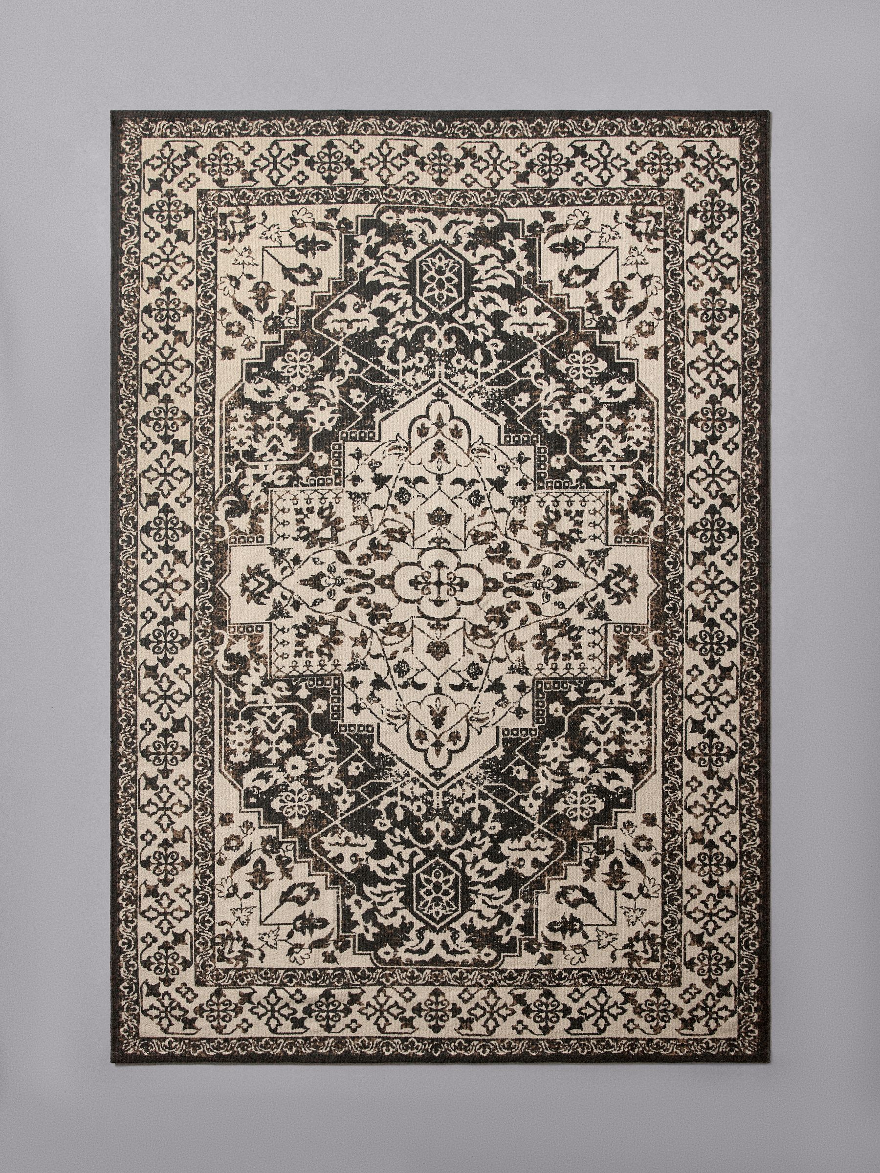 Black Persian Cotton Printed Flatweave Rug Black - Image 1 of 1