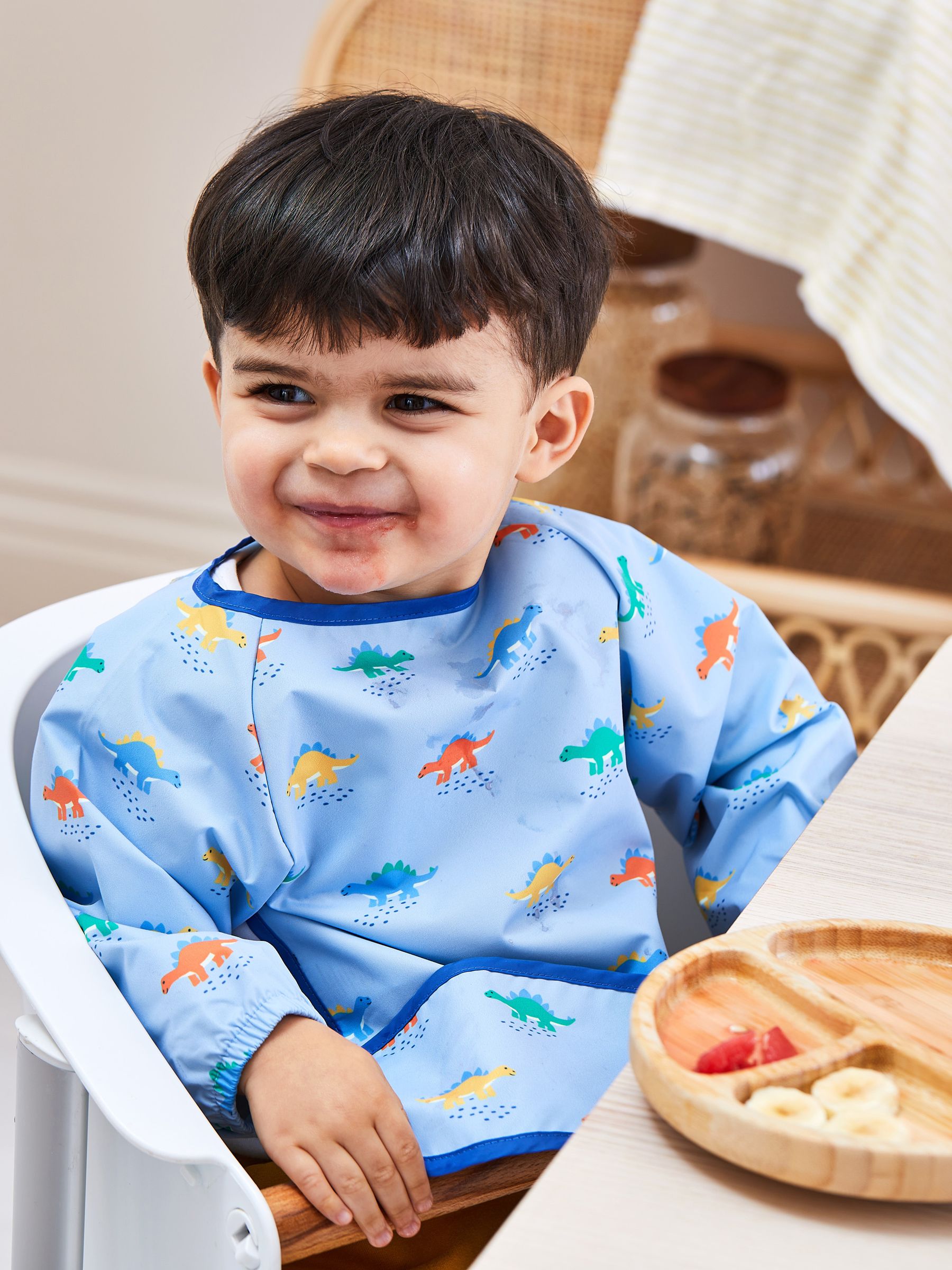 Blue Dino Deluxe Sleeved Bib - Image 1 of 5