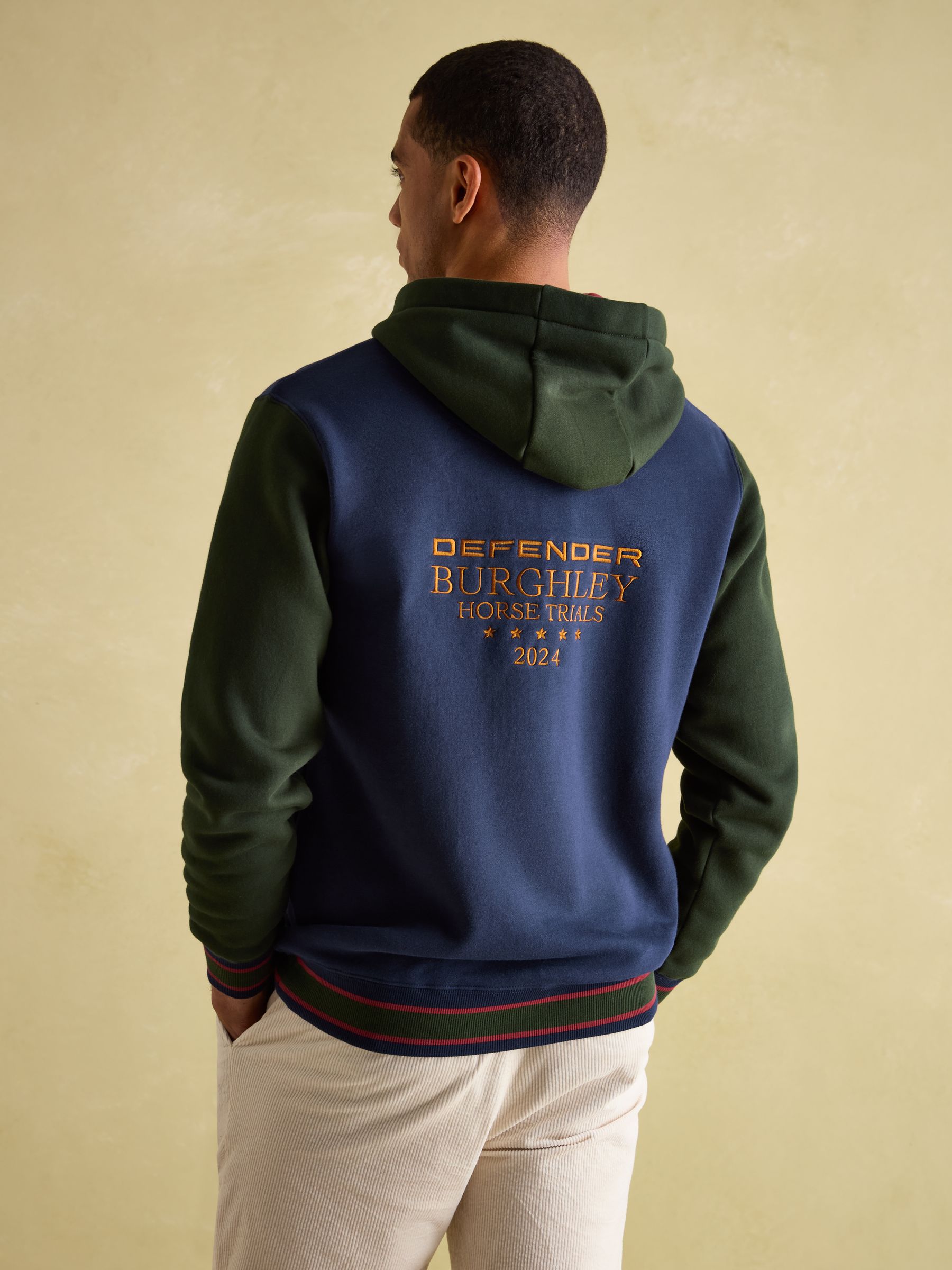 Official Burghley Green/Navy Unisex Colourblock Hoodie - Image 2 of 5