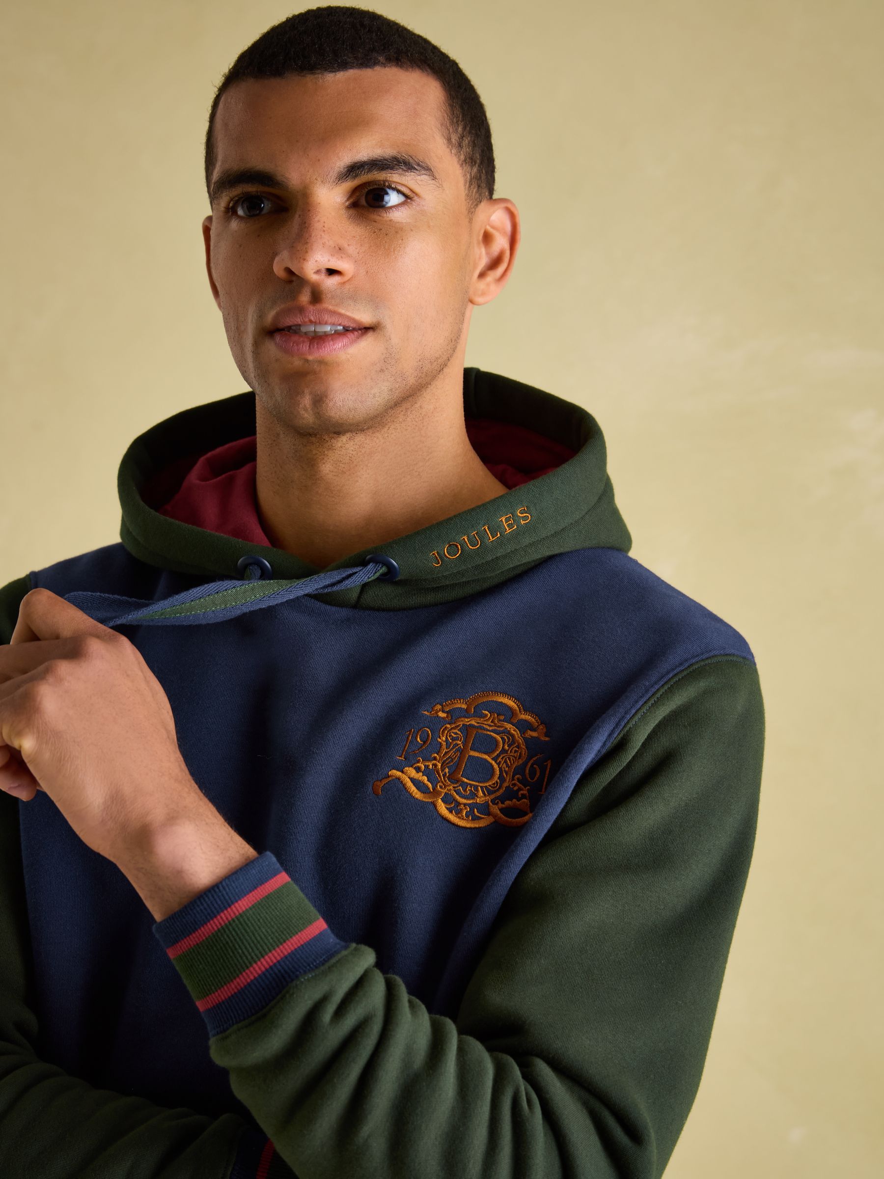 Official Burghley Green/Navy Unisex Colourblock Hoodie - Image 3 of 5