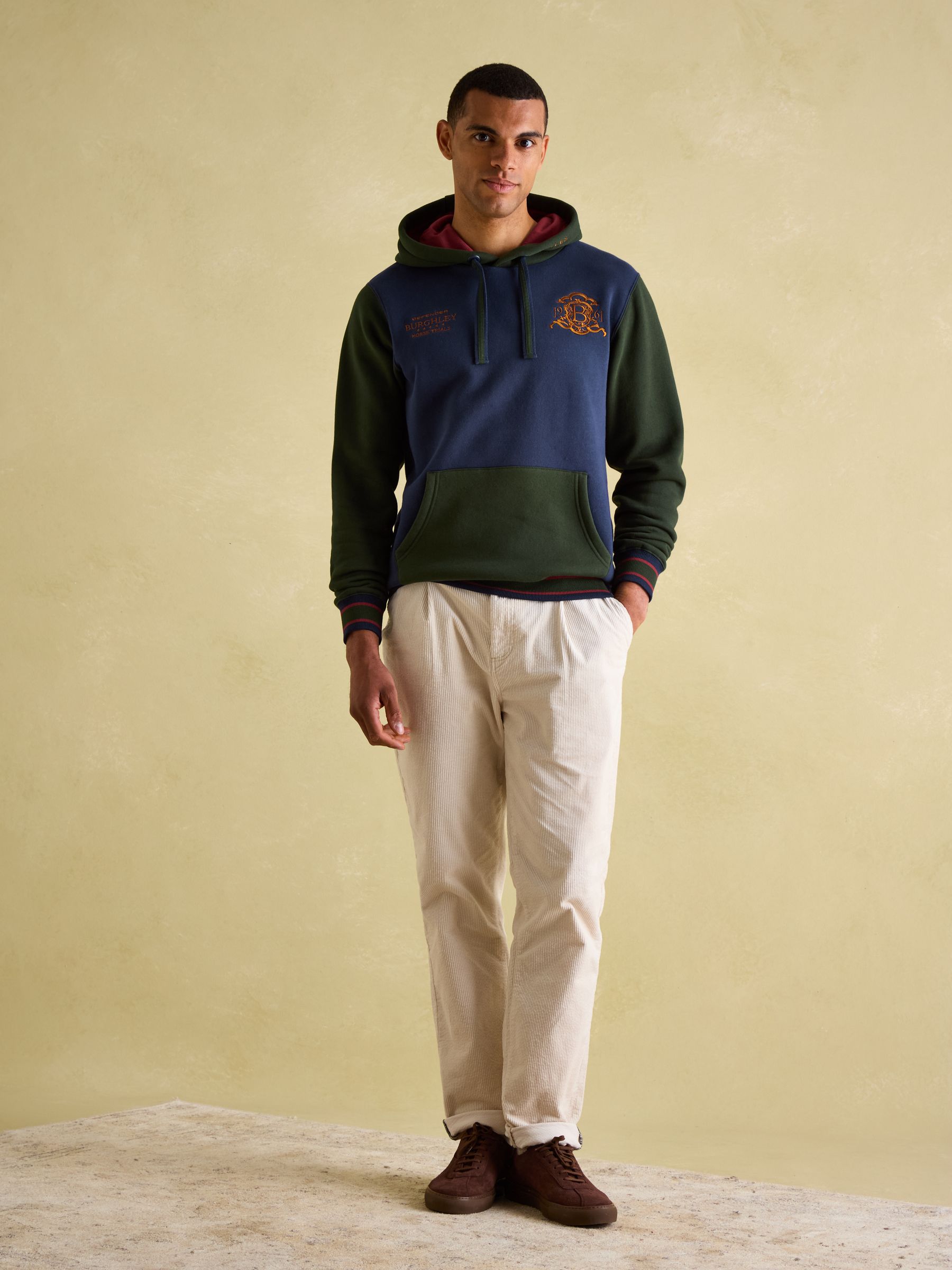 Official Burghley Green/Navy Unisex Colourblock Hoodie - Image 4 of 5