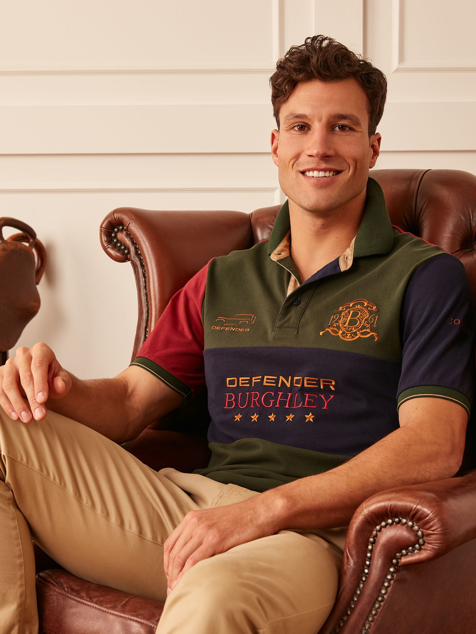 Official Burghley Green Colourblock Polo Shirt - Image 1 of 9