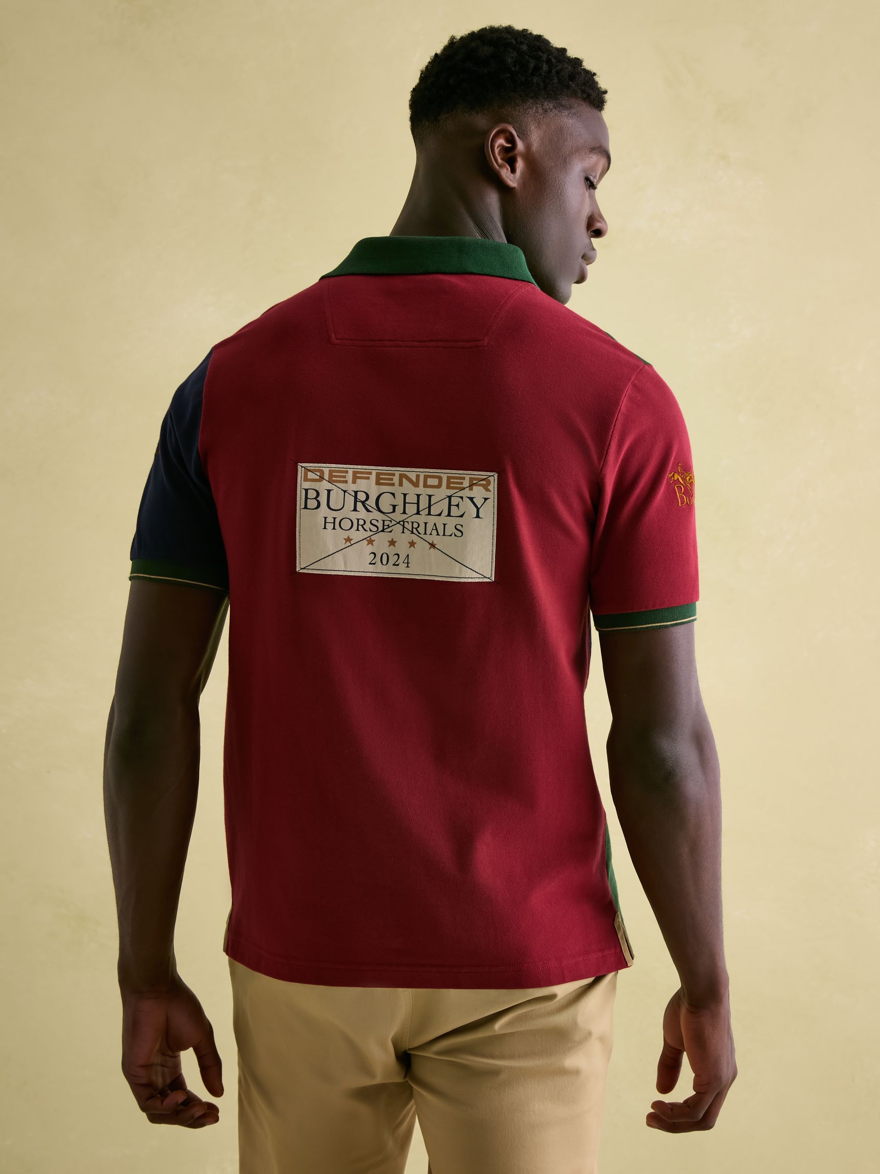 Official Burghley Green Colourblock Polo Shirt - Image 2 of 9