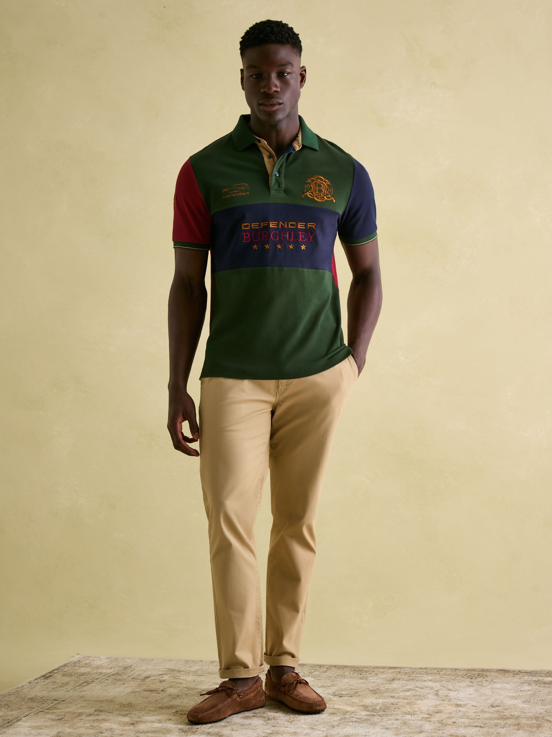Official Burghley Green Colourblock Polo Shirt - Image 3 of 9