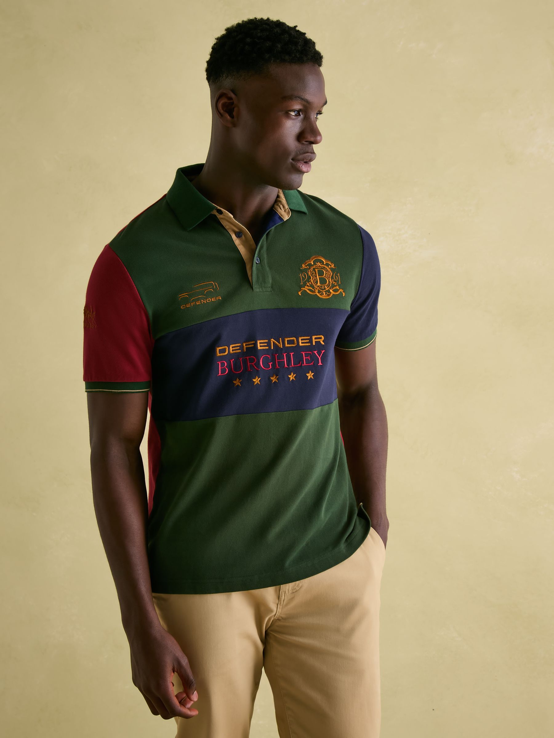 Official Burghley Green Colourblock Polo Shirt - Image 4 of 9
