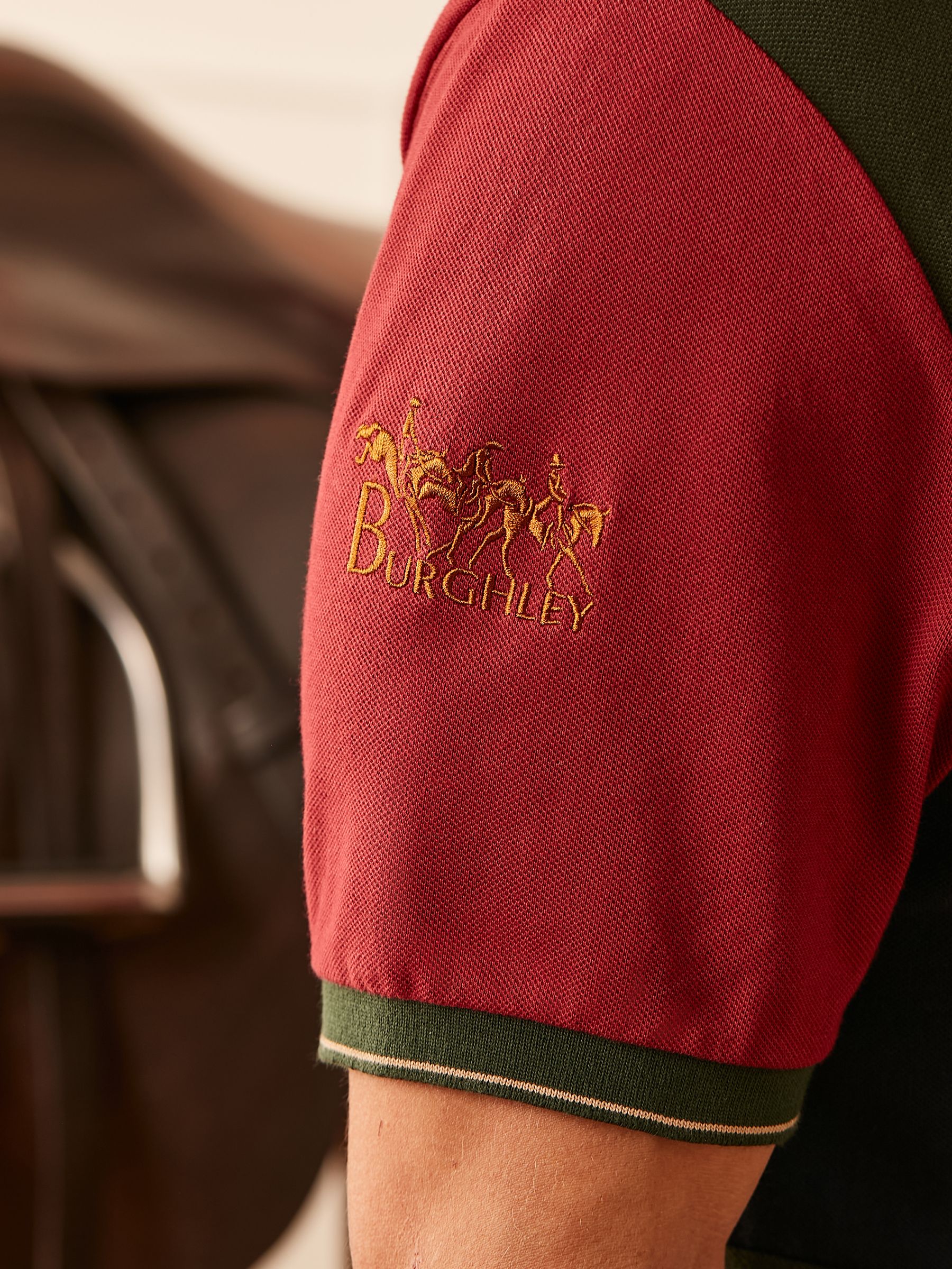 Official Burghley Green Colourblock Polo Shirt - Image 8 of 9