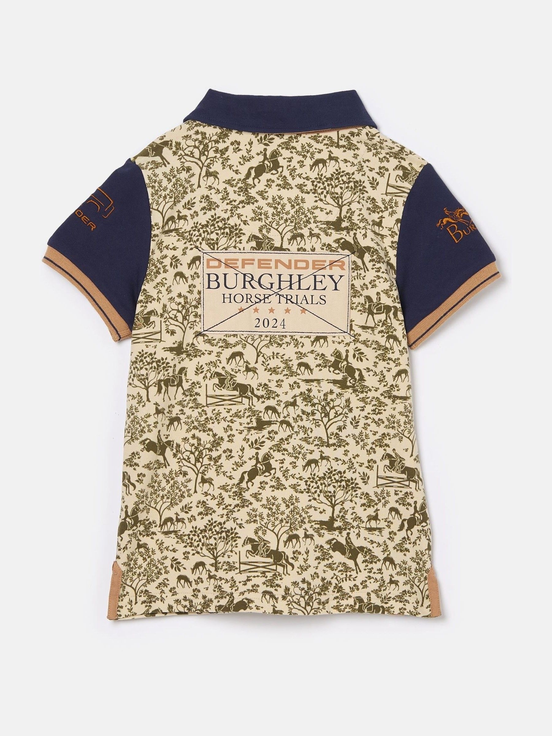 Official Burghley Navy/Camel Girls' Printed Polo Shirt - Image 2 of 3
