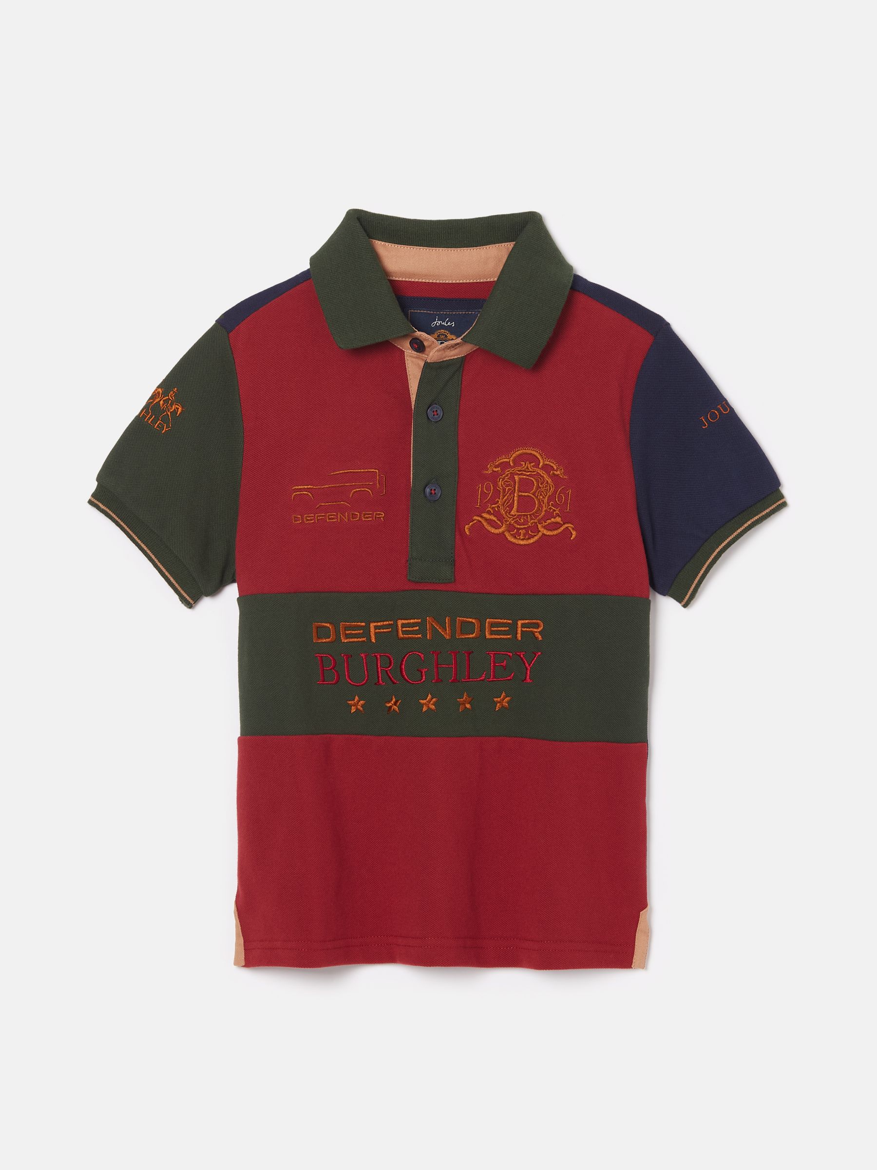 Official Burghley Navy/Burgundy Kids' Colourblock Polo Shirt - Image 1 of 5