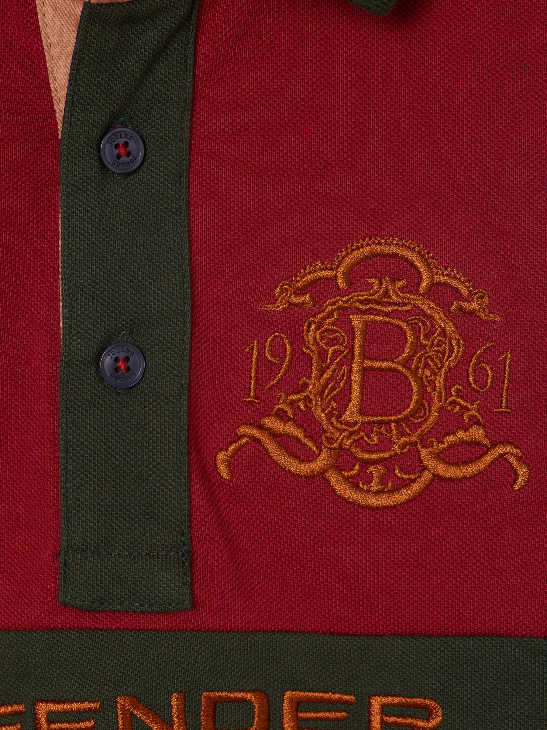 Official Burghley Navy/Burgundy Kids' Colourblock Polo Shirt - Image 4 of 5