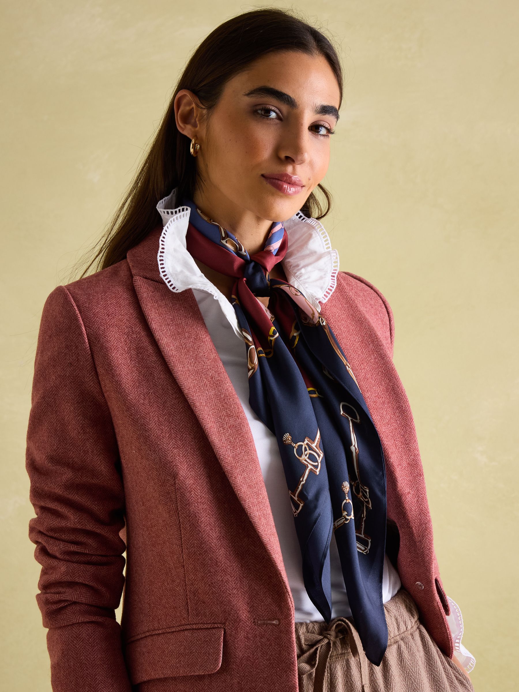 Official Navy Horse Trials Bloomfield Silk Square Scarf | Joules