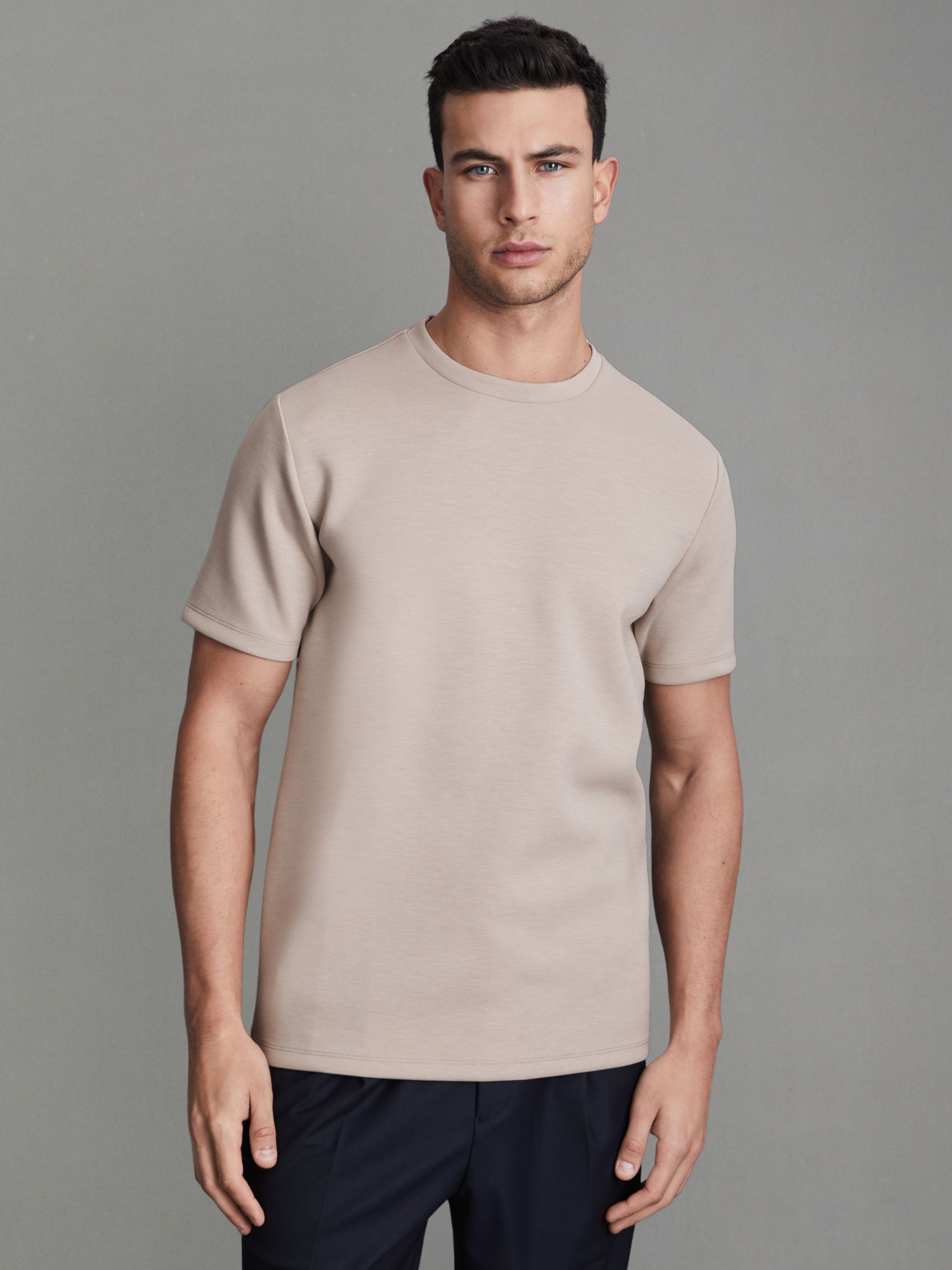 Interlock Jersey Crew Neck T-Shirt in Oatmeal - Image 1 of 6
