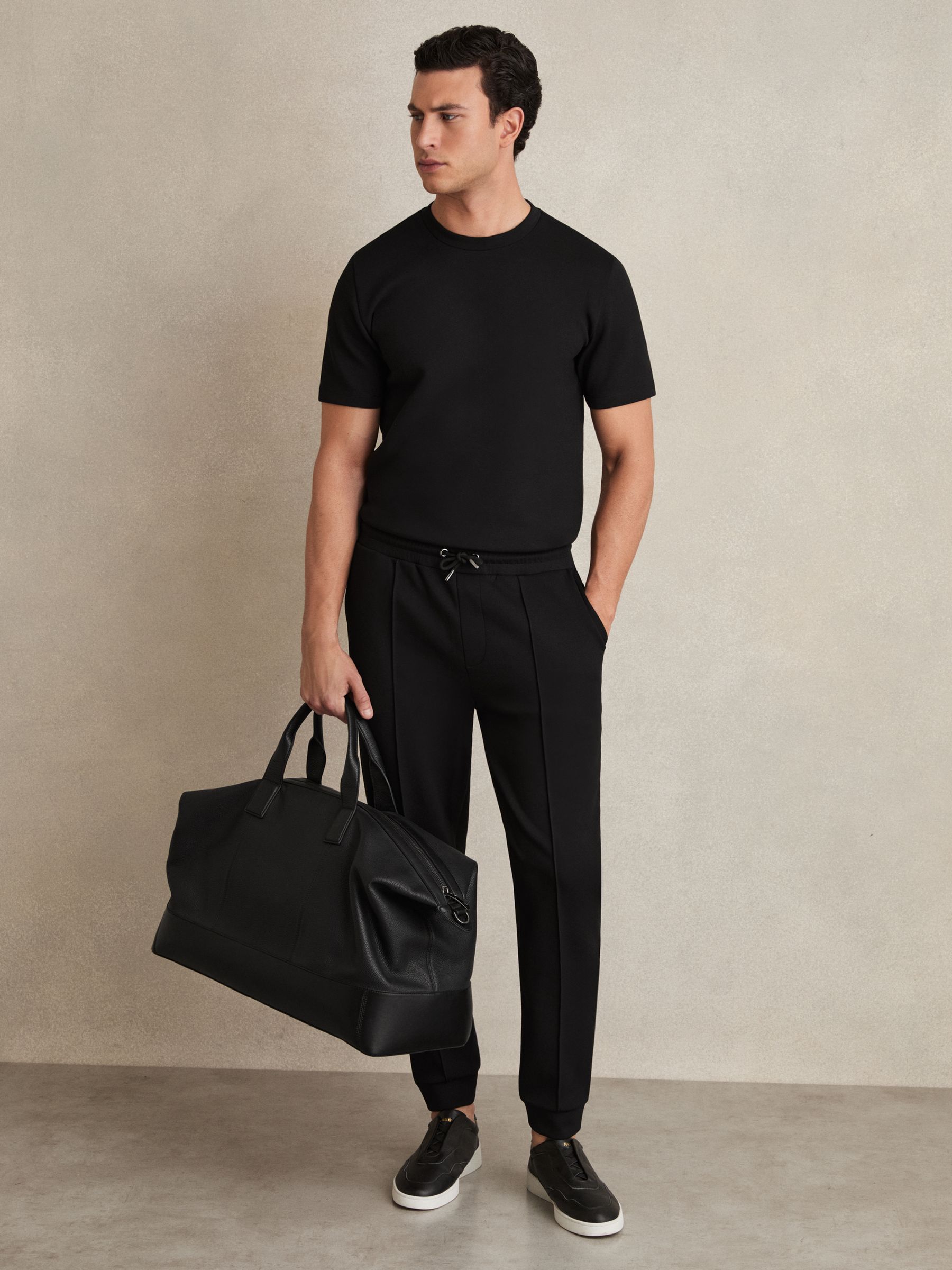 Interlock Jersey Crew Neck T-Shirt in Black - Image 3 of 6