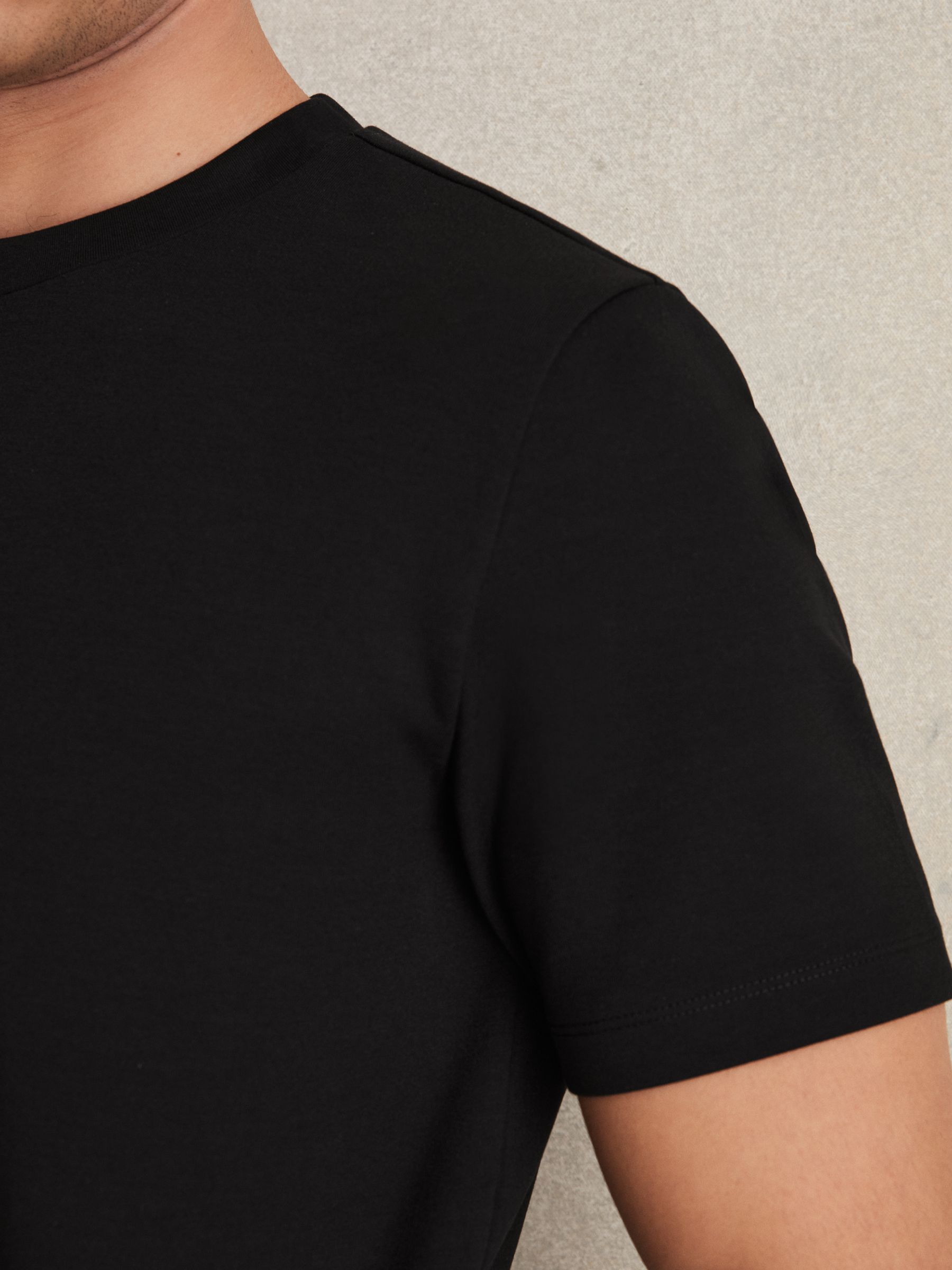 Interlock Jersey Crew Neck T-Shirt in Black - Image 4 of 6