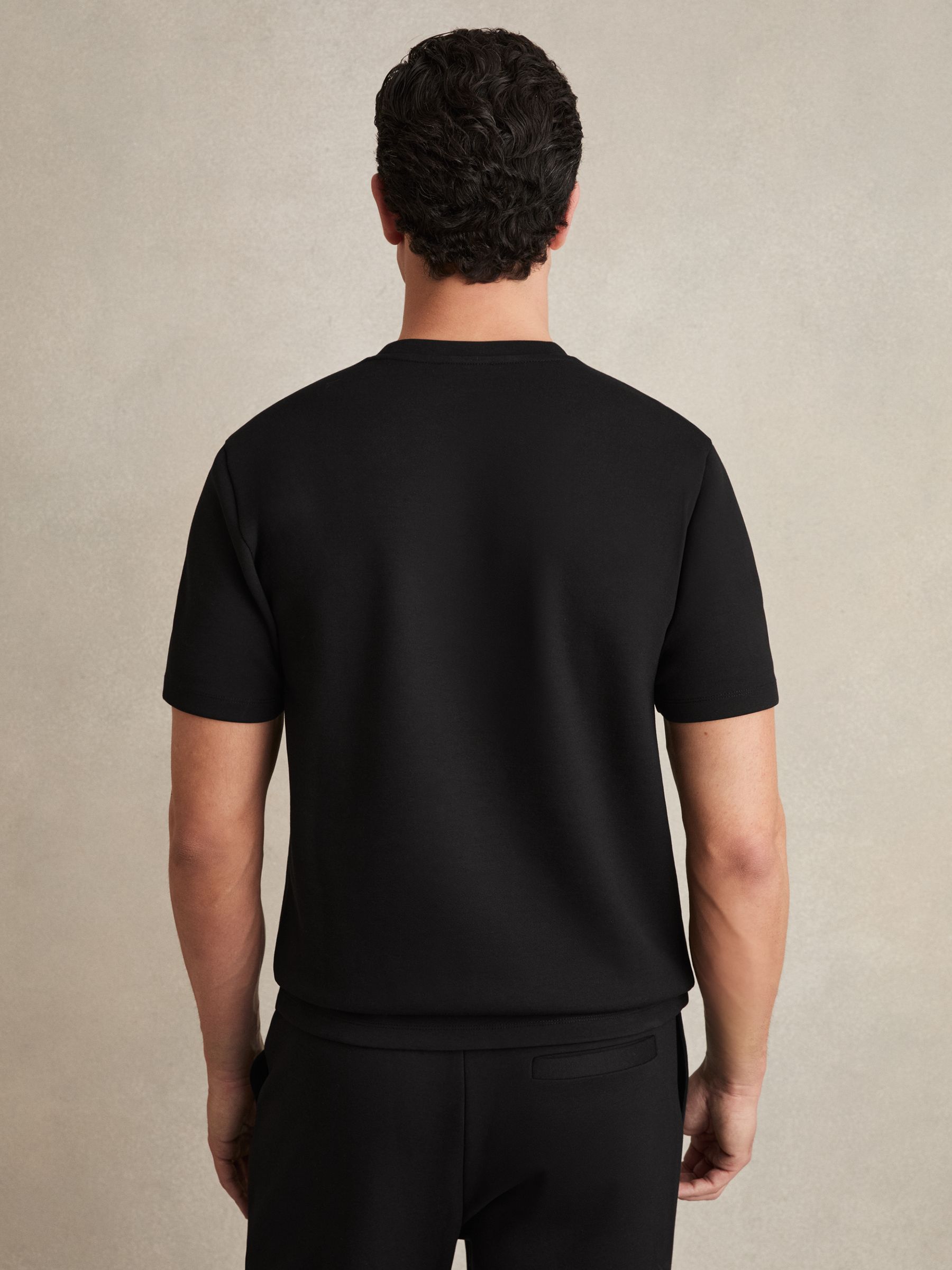 Interlock Jersey Crew Neck T-Shirt in Black - Image 5 of 6