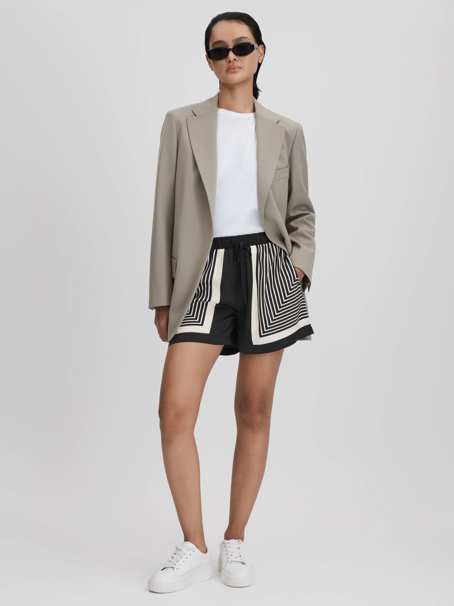 Printed Drawstring Shorts in Black - Image 1 of 6 Printed Drawstring Shorts in Black - Image 1 of 6