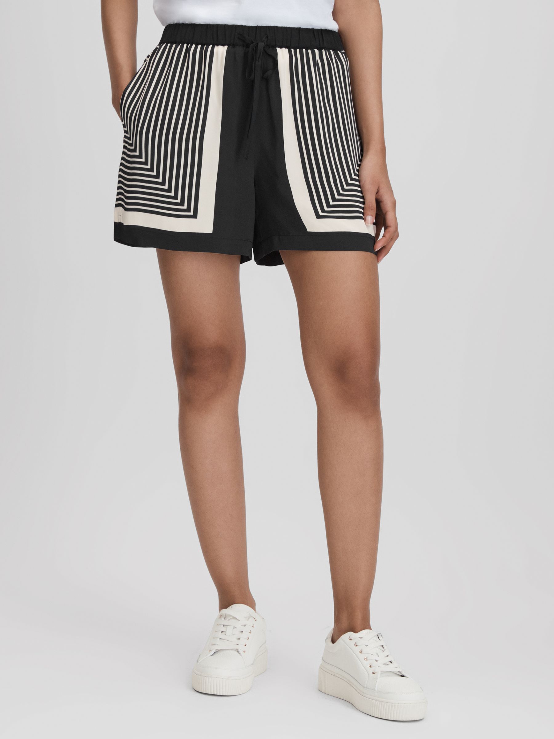 Printed Drawstring Shorts in Black - Image 3 of 6