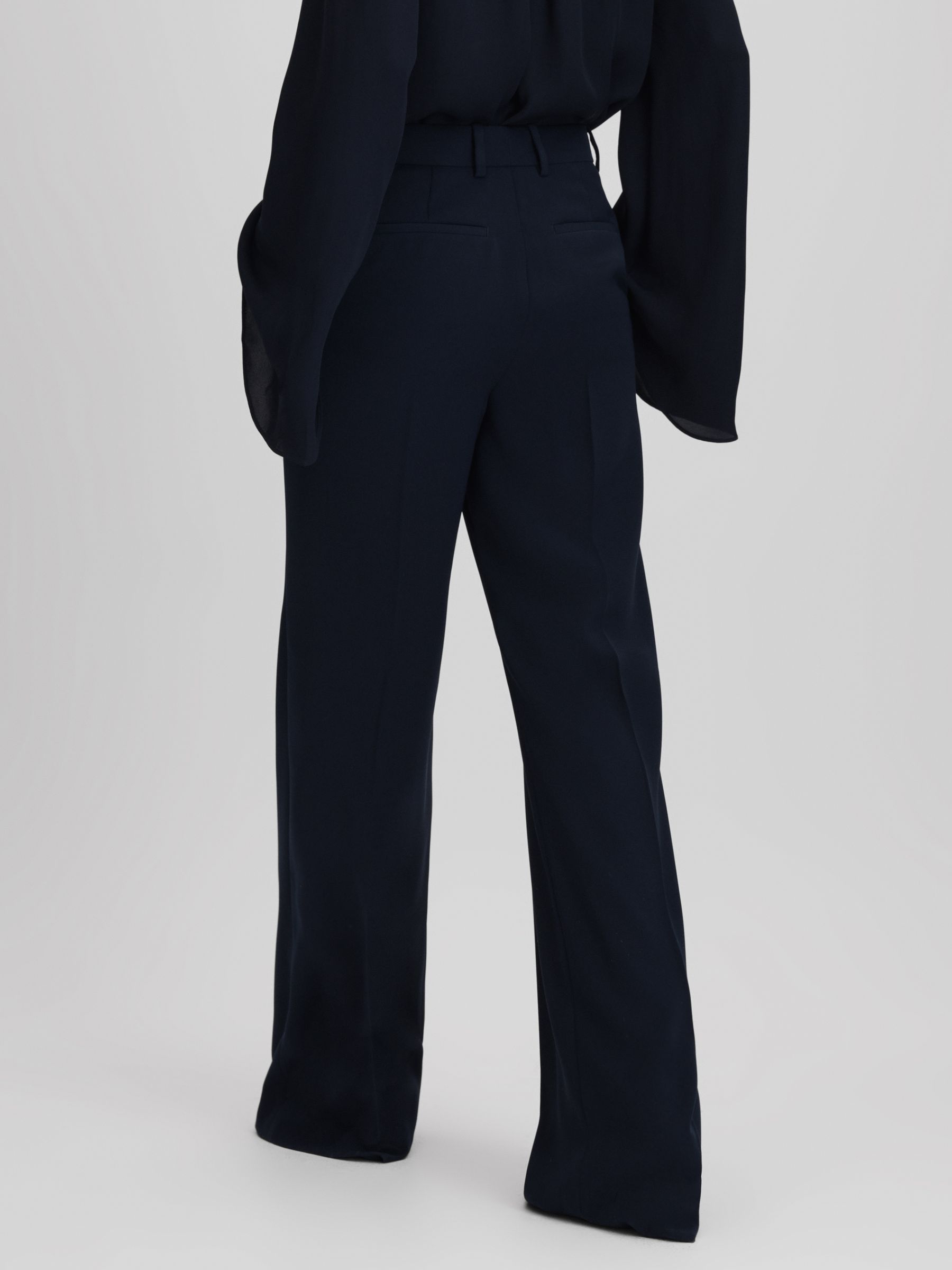 Petite Wide Leg Suit Trousers in Navy - Image 5 of 7