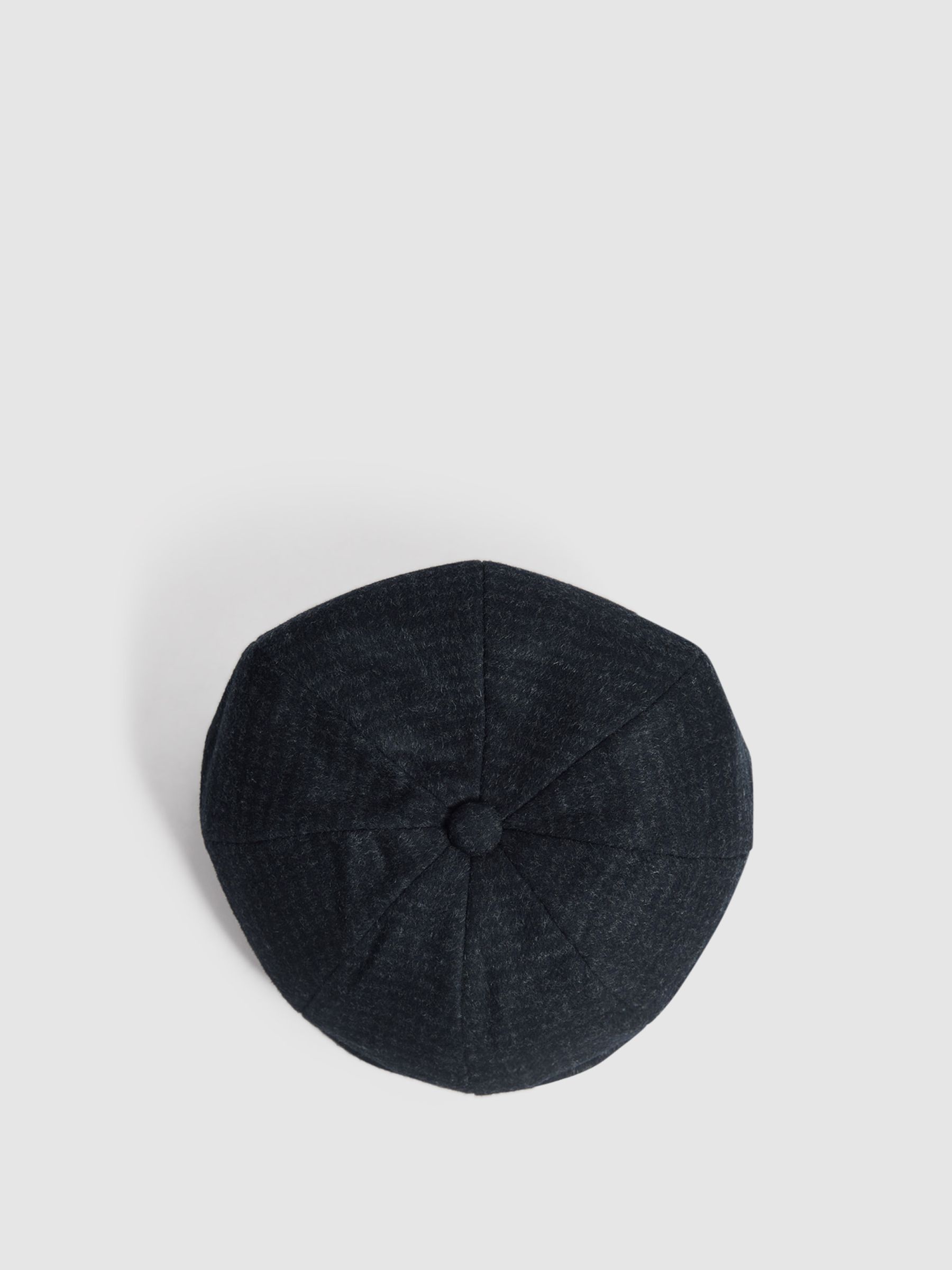 Wool Blend Baker Boy Cap in Navy - Image 4 of 4