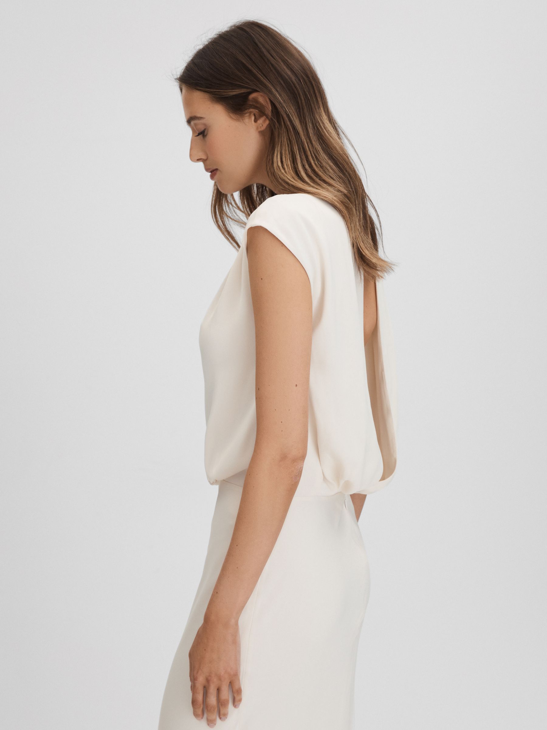 Draped Maxi Dress in Ivory - Image 3 of 6