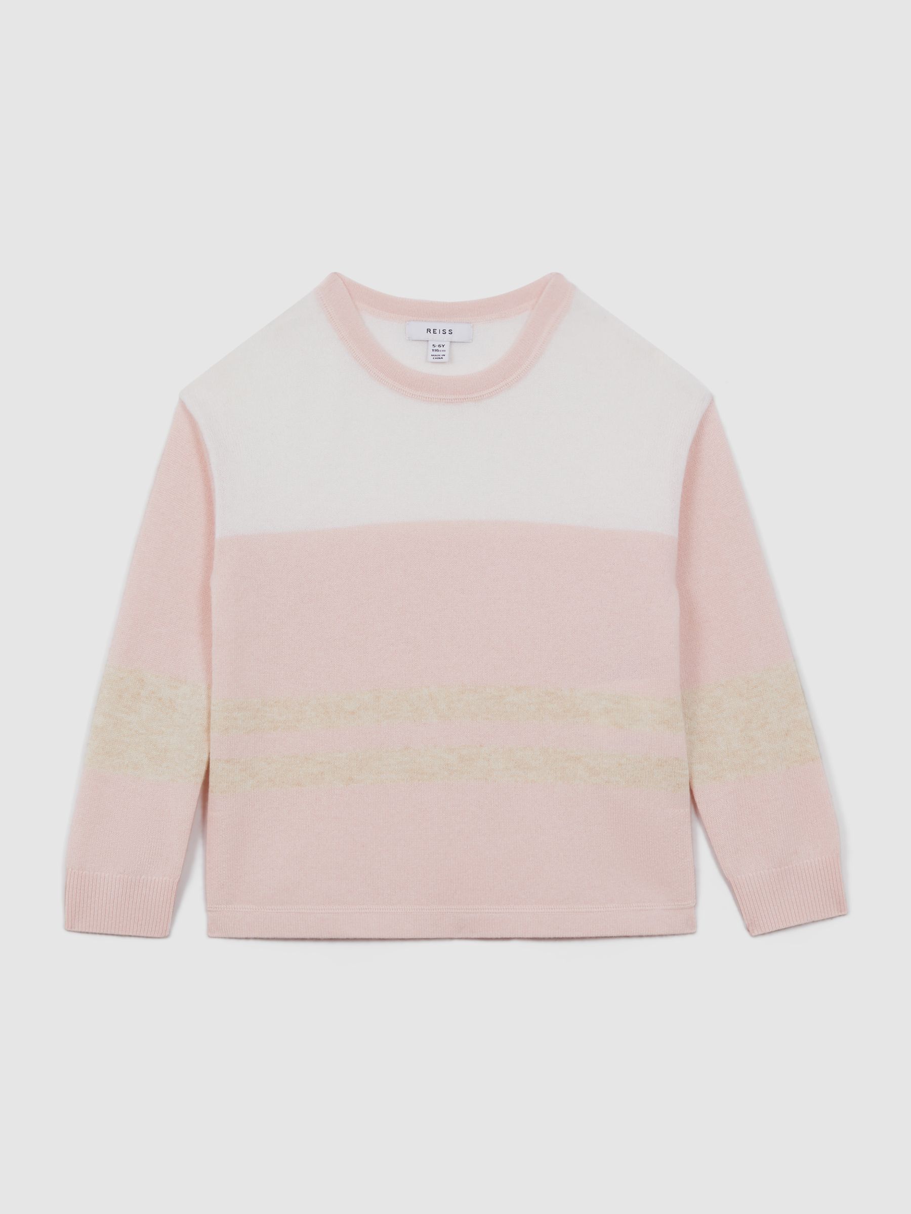 13-14 yrs Wool Blend Striped Crew Neck Jumper in Pink - Image 1 of 5 13-14 yrs Wool Blend Striped Crew Neck Jumper in Pink - Image 1 of 5