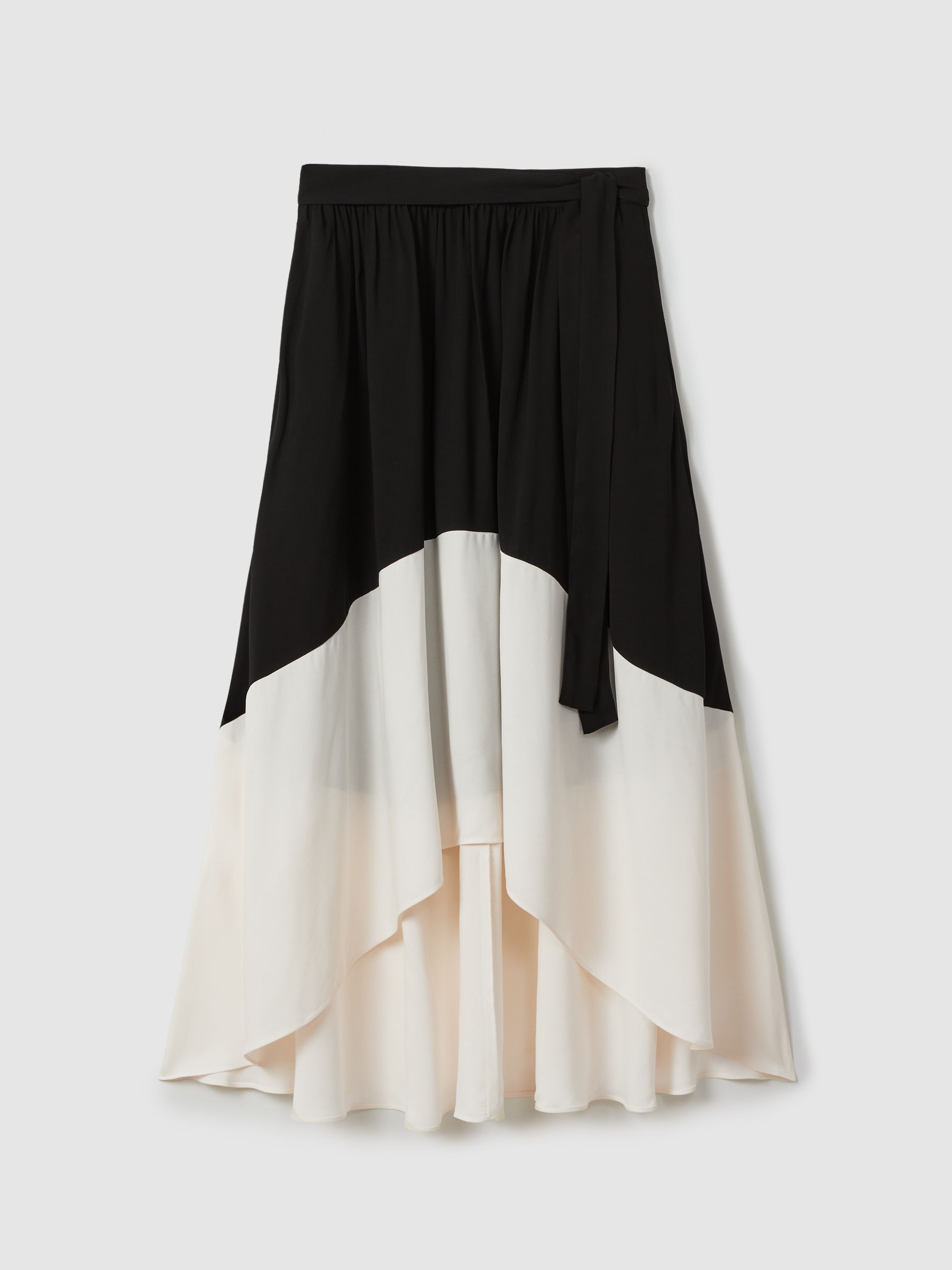 Colourblock Midi Skirt in Black/Cream - Image 2 of 7
