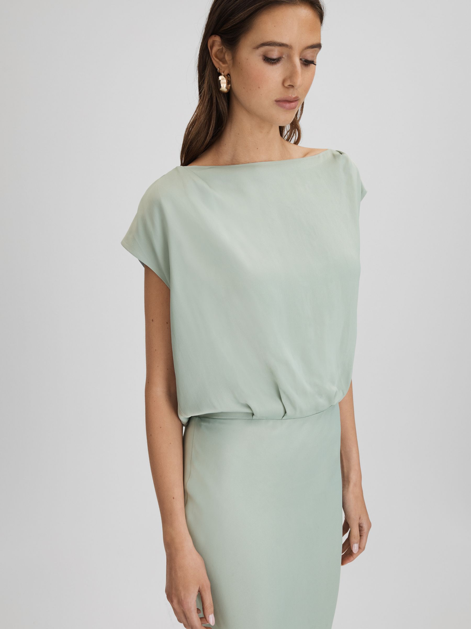 Draped Maxi Dress in Sage - Image 3 of 6