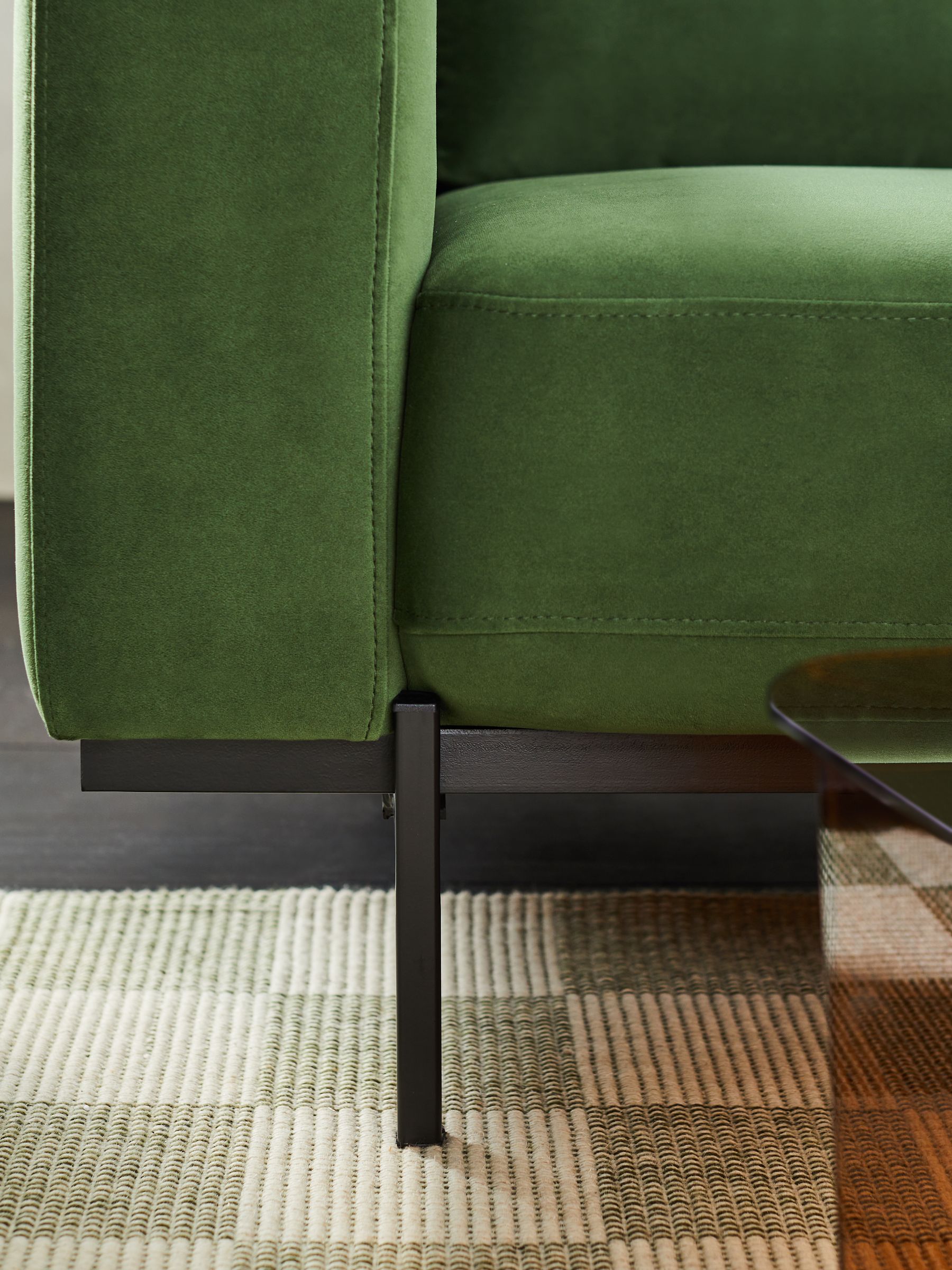 Jarrod 3 Seater Sofa in Matt Velvet Grass Green - Image 3 of 5