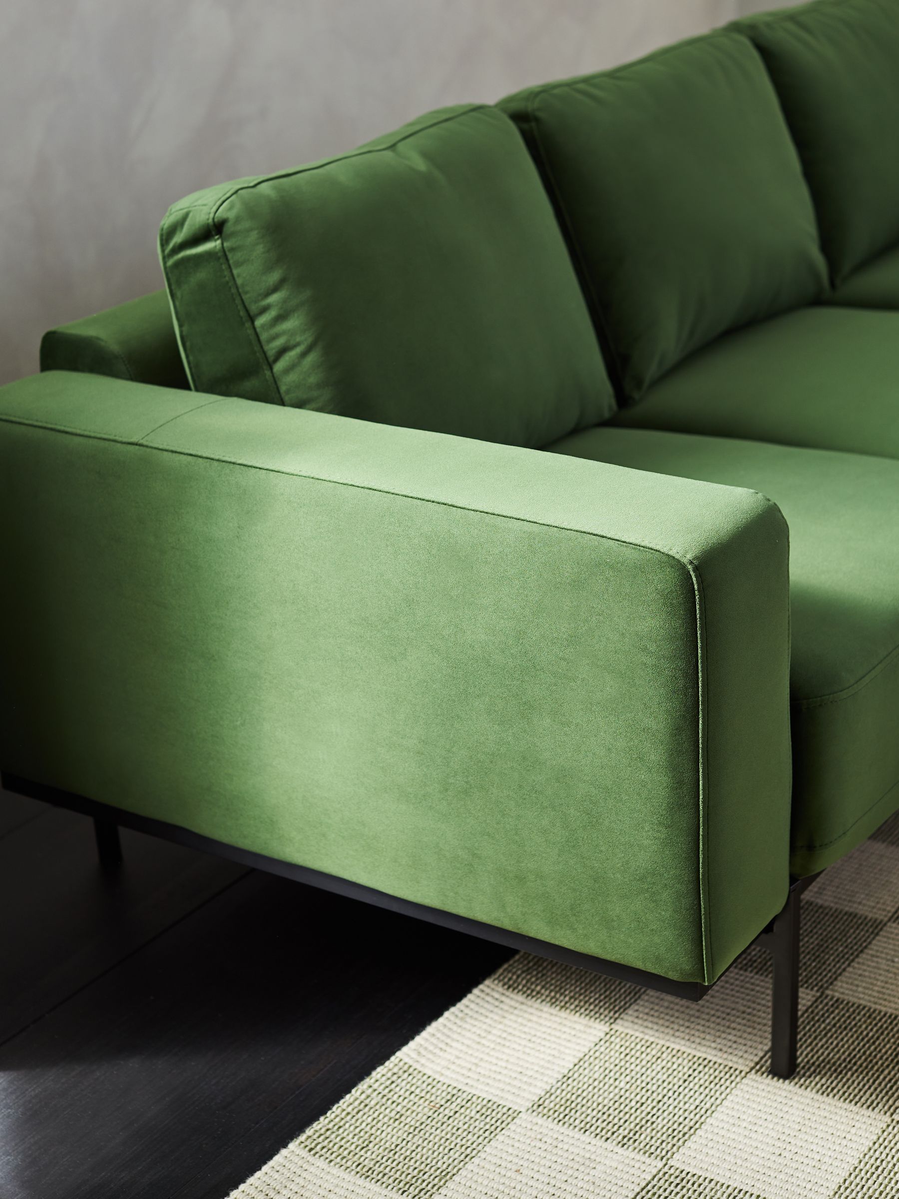 Jarrod 3 Seater Sofa in Matt Velvet Grass Green - Image 4 of 5