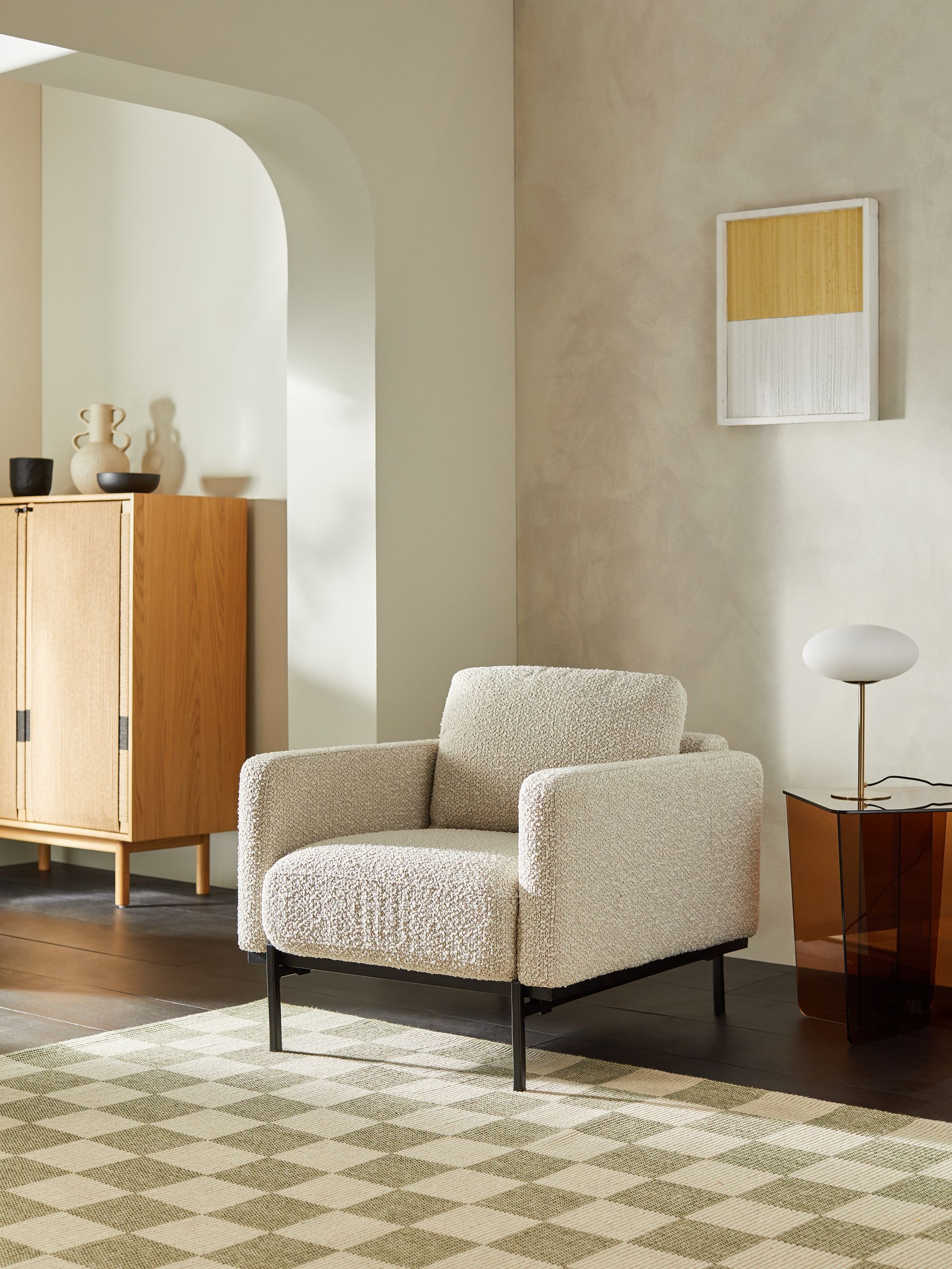 Jarrod Accent Chair in Soft Boucle Paper White - Image 2 of 5