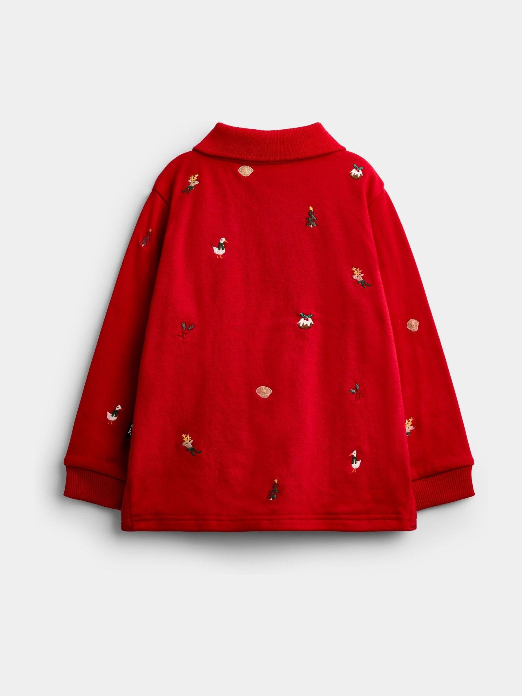 Dark Red Christmas Embroidered Polo T-Shirt - Image 2 of 4 Dark Red Christmas Embroidered Polo T-Shirt - Image 2 of 4