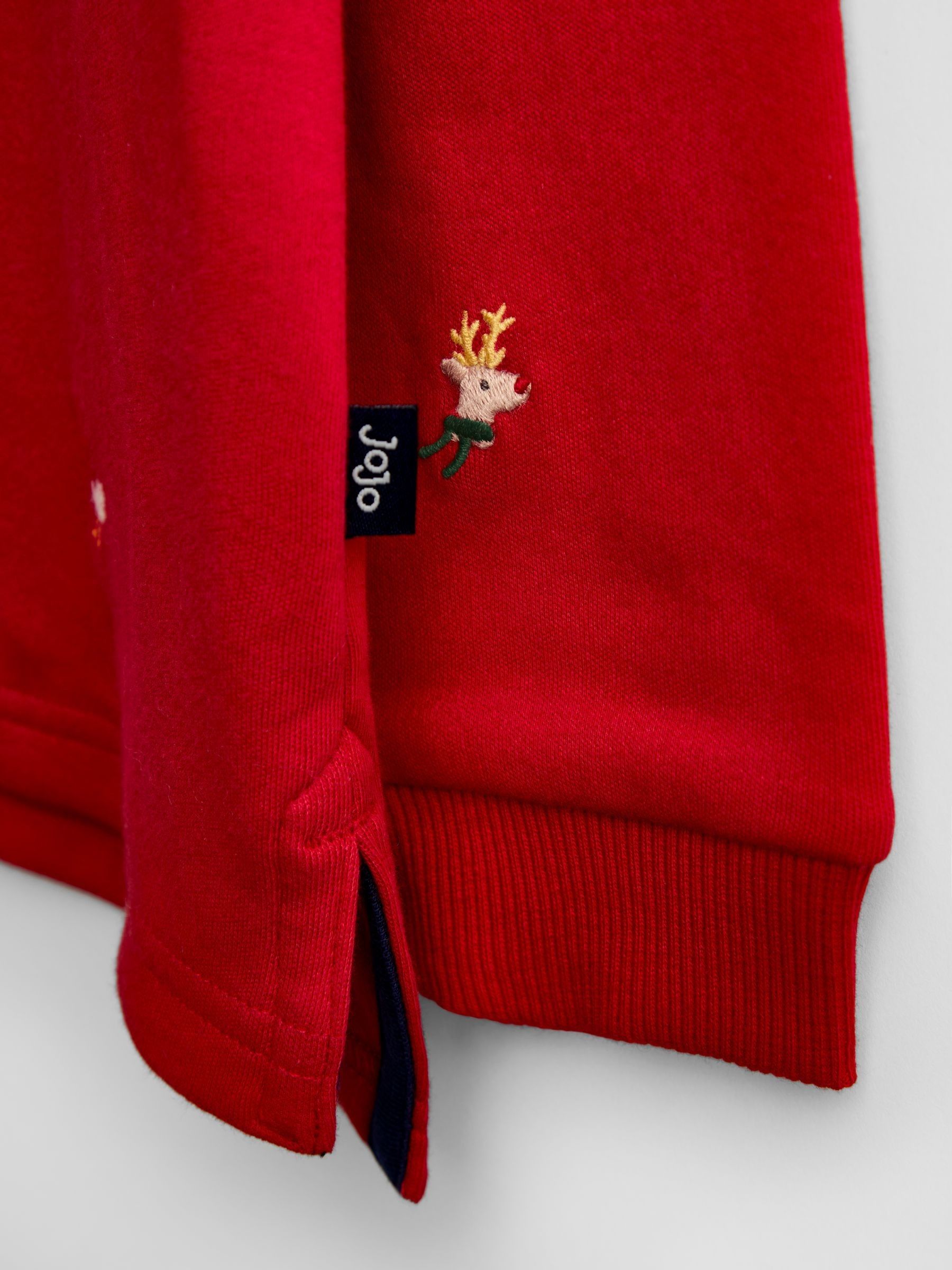 Dark Red Christmas Embroidered Polo T-Shirt - Image 3 of 4