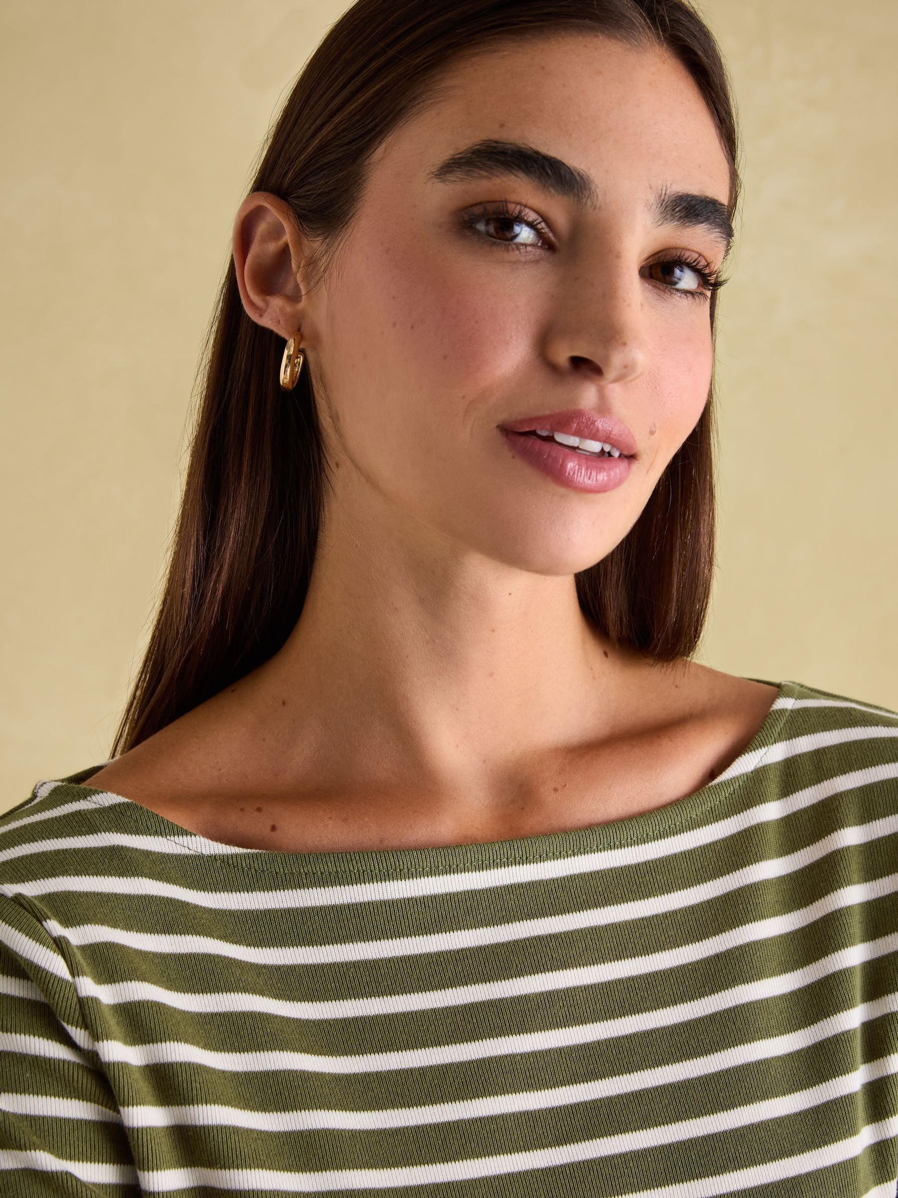 Harbour Green stripe Boat Neck Breton Top - Image 3 of 6