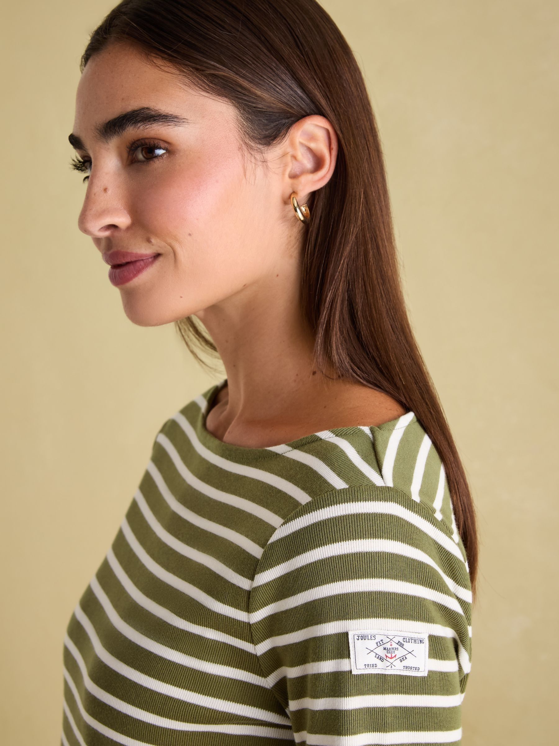 Harbour Green stripe Boat Neck Breton Top - Image 4 of 6