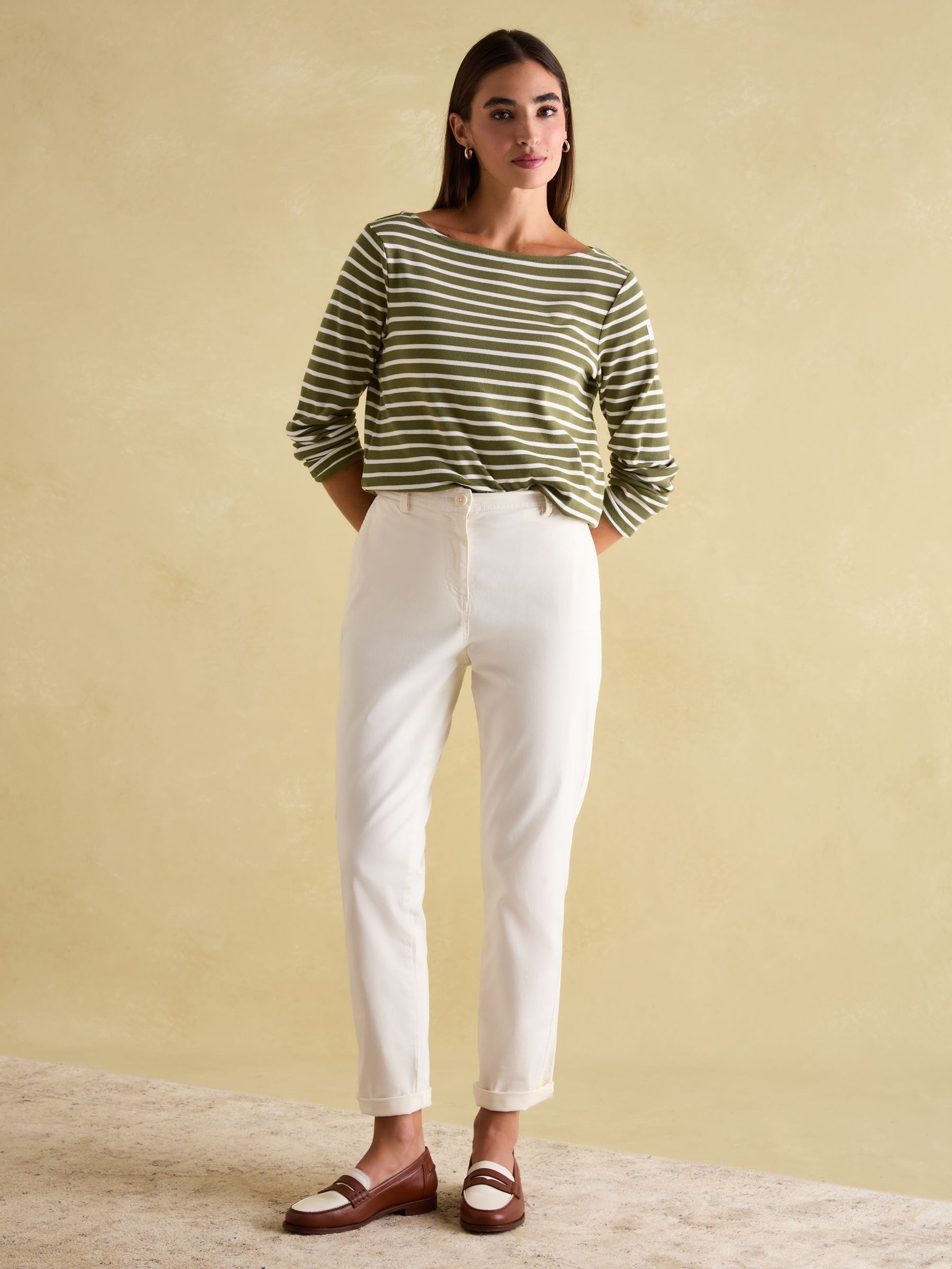Harbour Green stripe Boat Neck Breton Top - Image 5 of 6