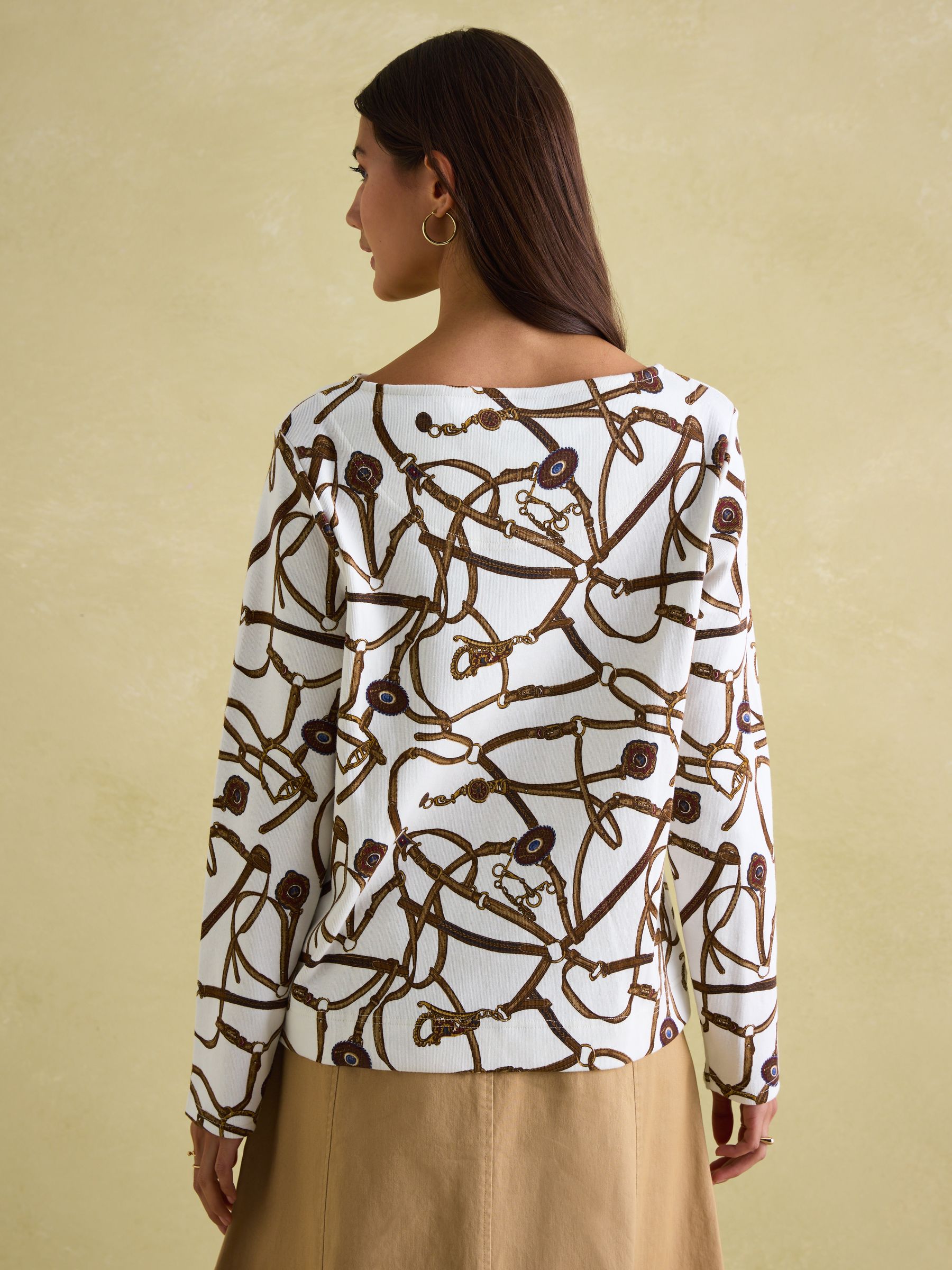 Harbour Cream Bridle Boat Neck Printed Top - Image 2 of 6