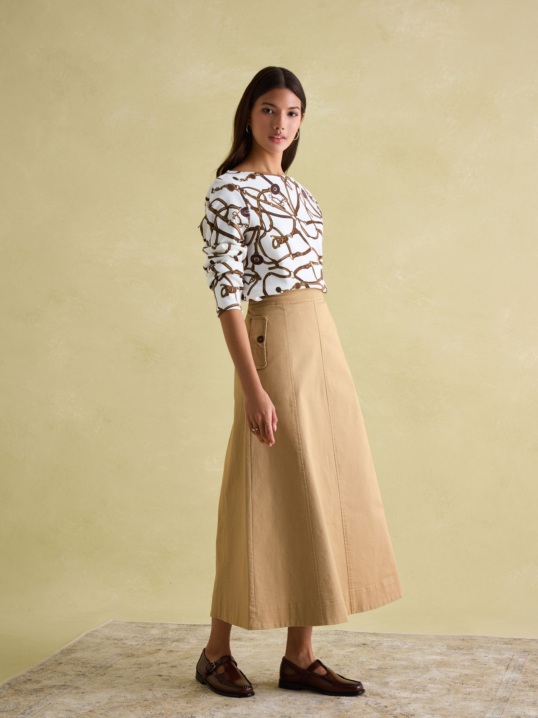 Harbour Cream Bridle Boat Neck Printed Top - Image 4 of 6