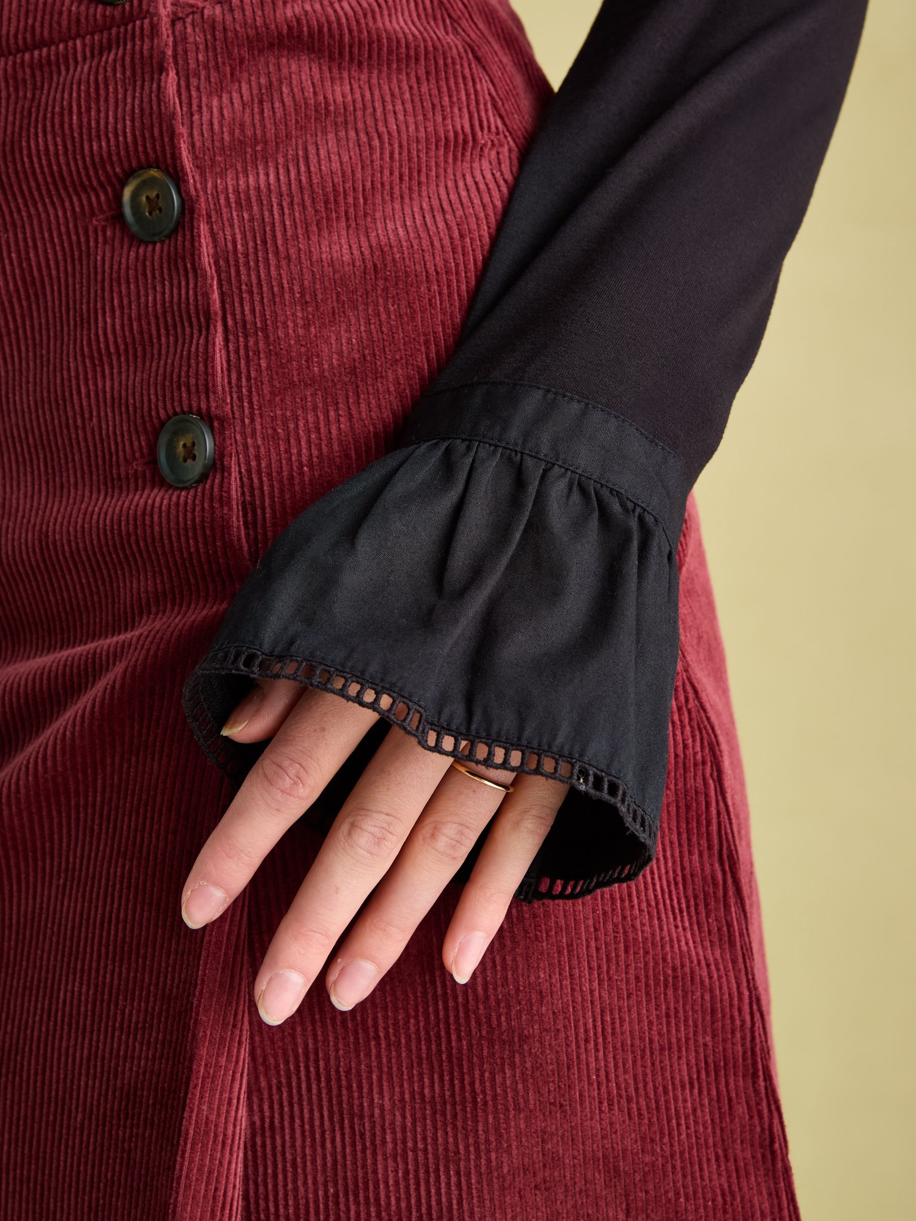 Kate Black Long Sleeve Frilled Neck Top - Image 5 of 6