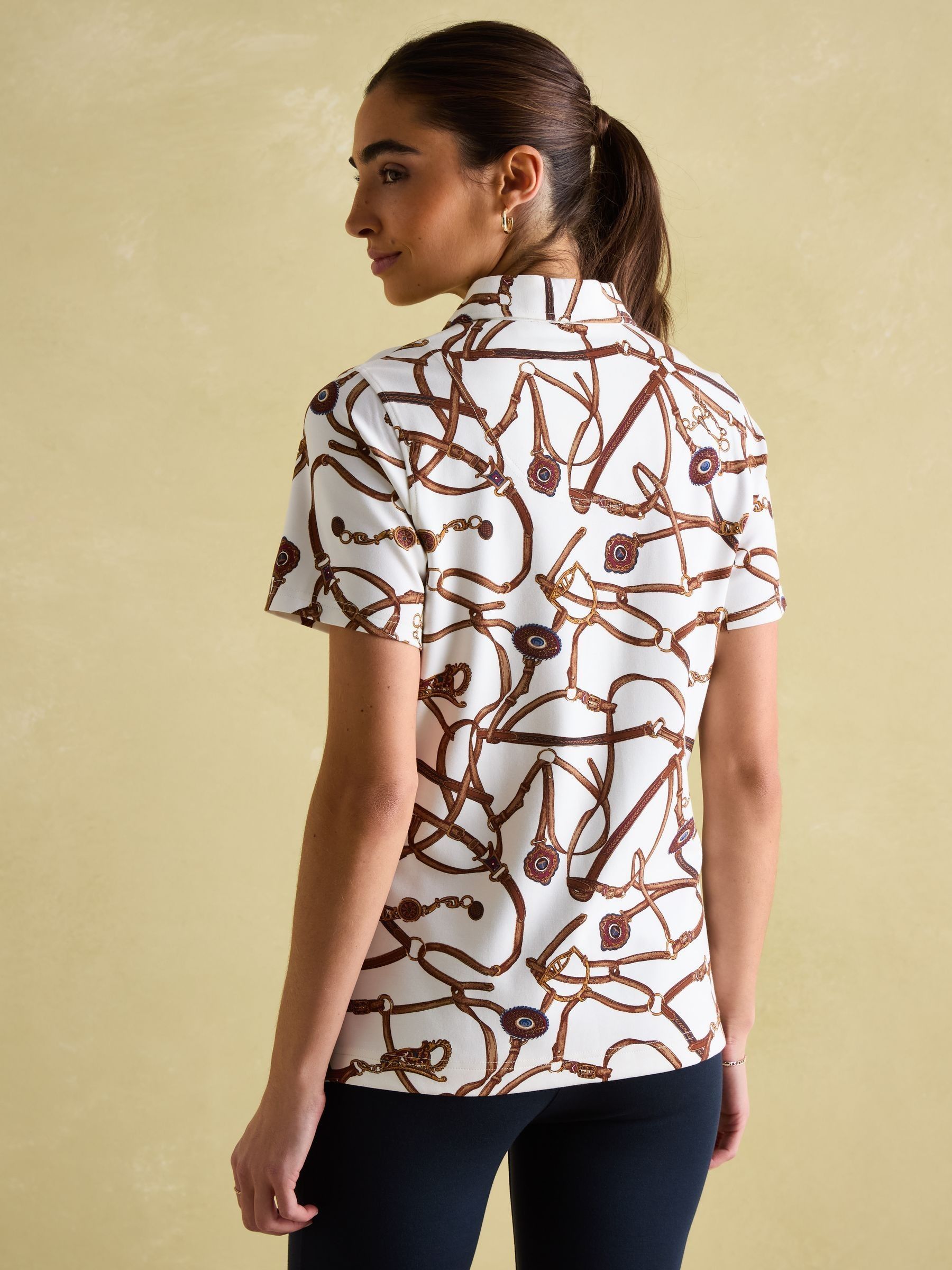 Barbury Cream Bridle Print Polo Shirt - Image 2 of 7