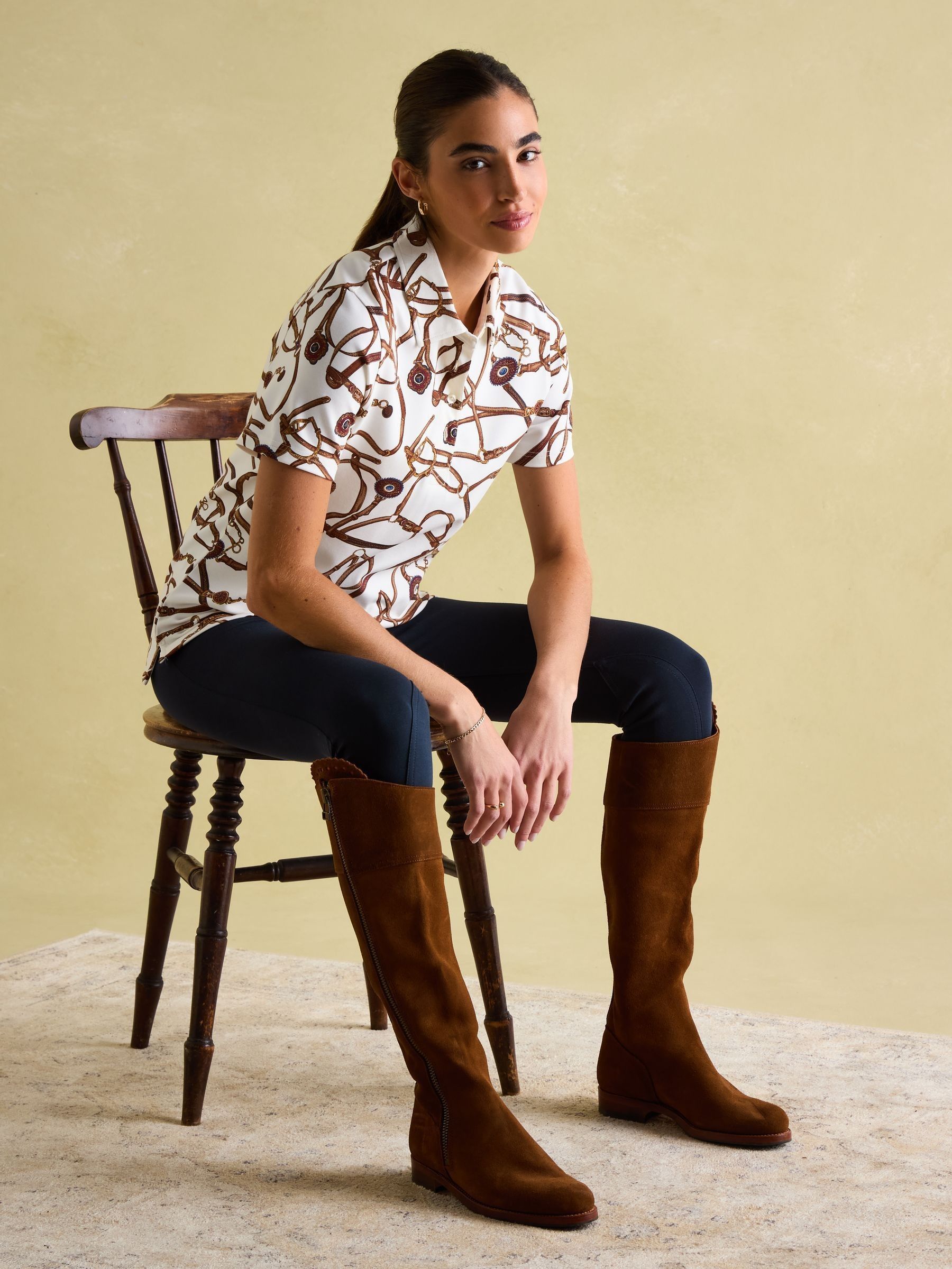 Barbury Cream Bridle Print Polo Shirt - Image 3 of 7