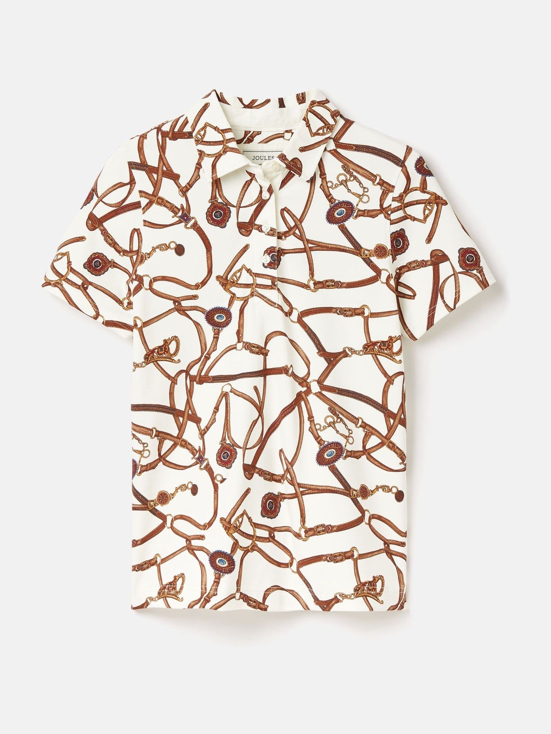 Barbury Cream Bridle Print Polo Shirt - Image 7 of 7 Barbury Cream Bridle Print Polo Shirt - Image 7 of 7
