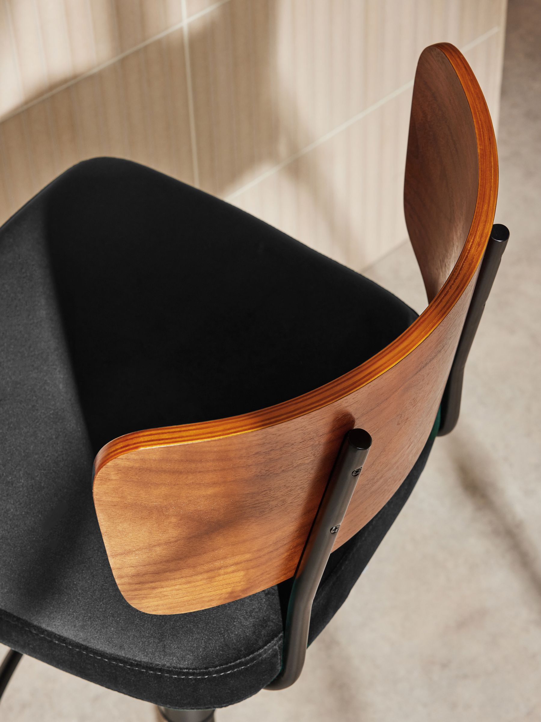 Amalyn Bar Stool in Velvet in Charcoal Grey - Image 2 of 4