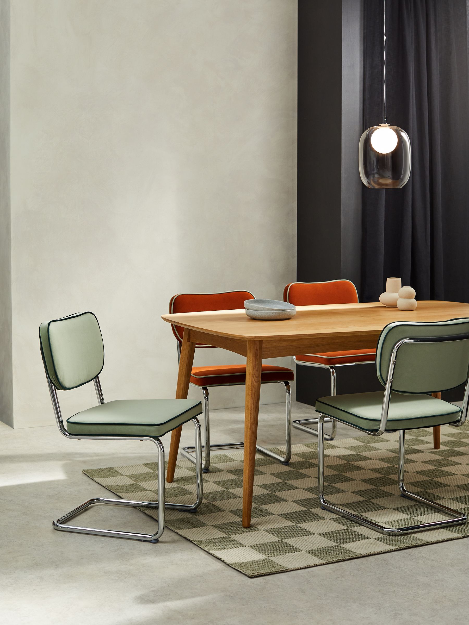 Set of 2 Parker Dining Chairs in Velvet in Jade Green with Dark Green Piping - Image 1 of 3