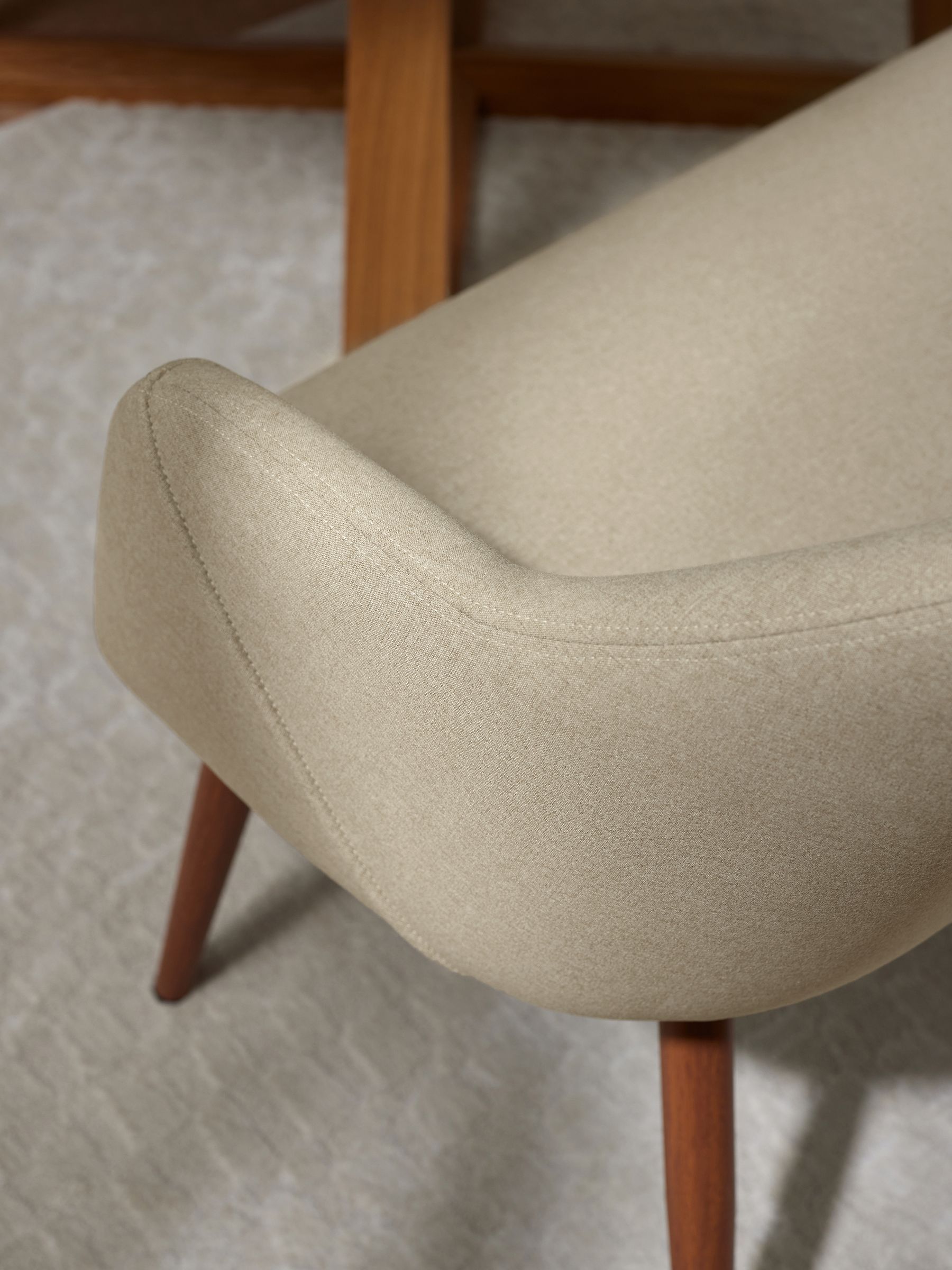 Lule Dining Bench in Ecru Marl and Walnut - Image 3 of 4