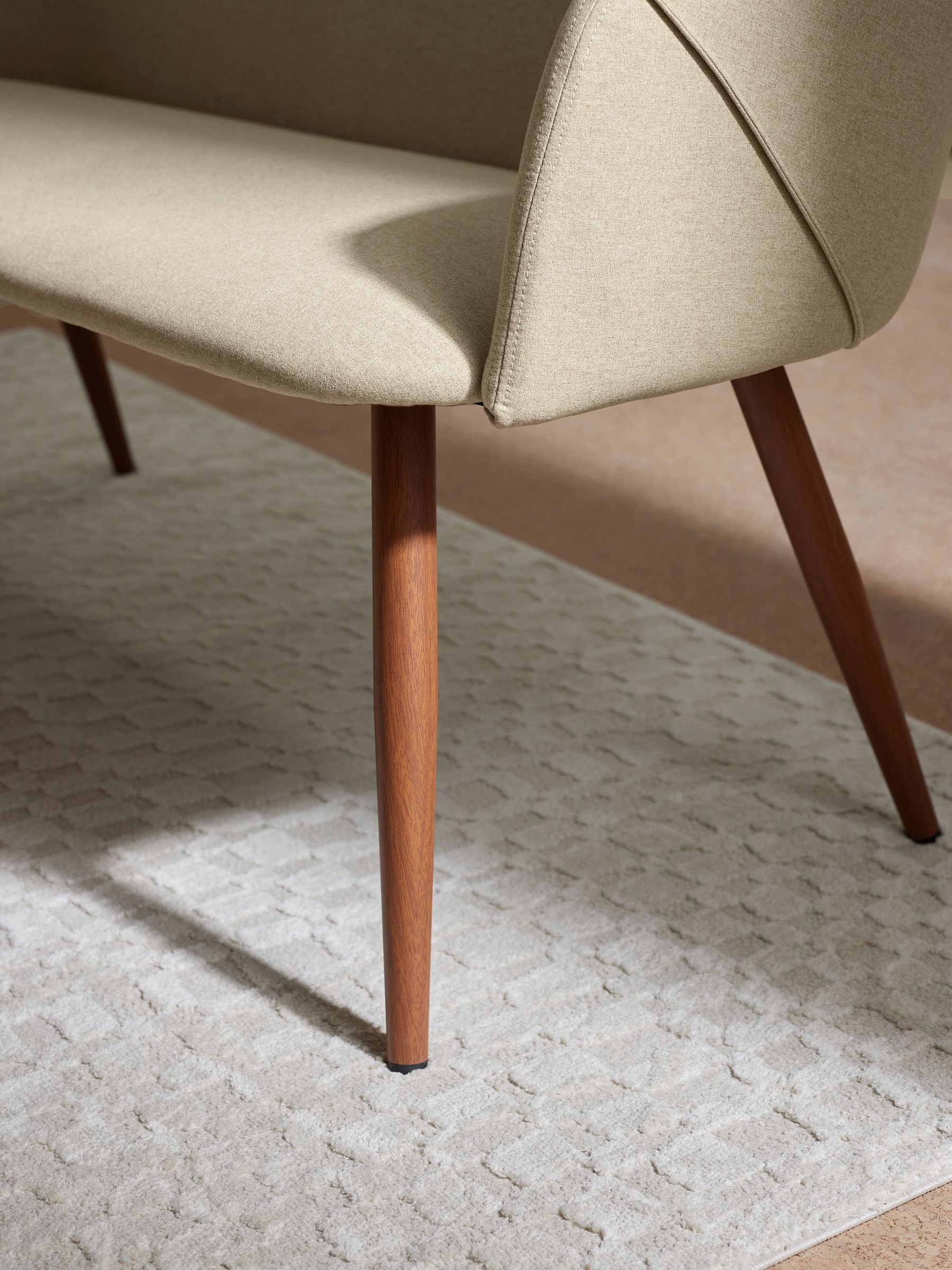 Lule Dining Bench in Ecru Marl and Walnut - Image 3 of 4