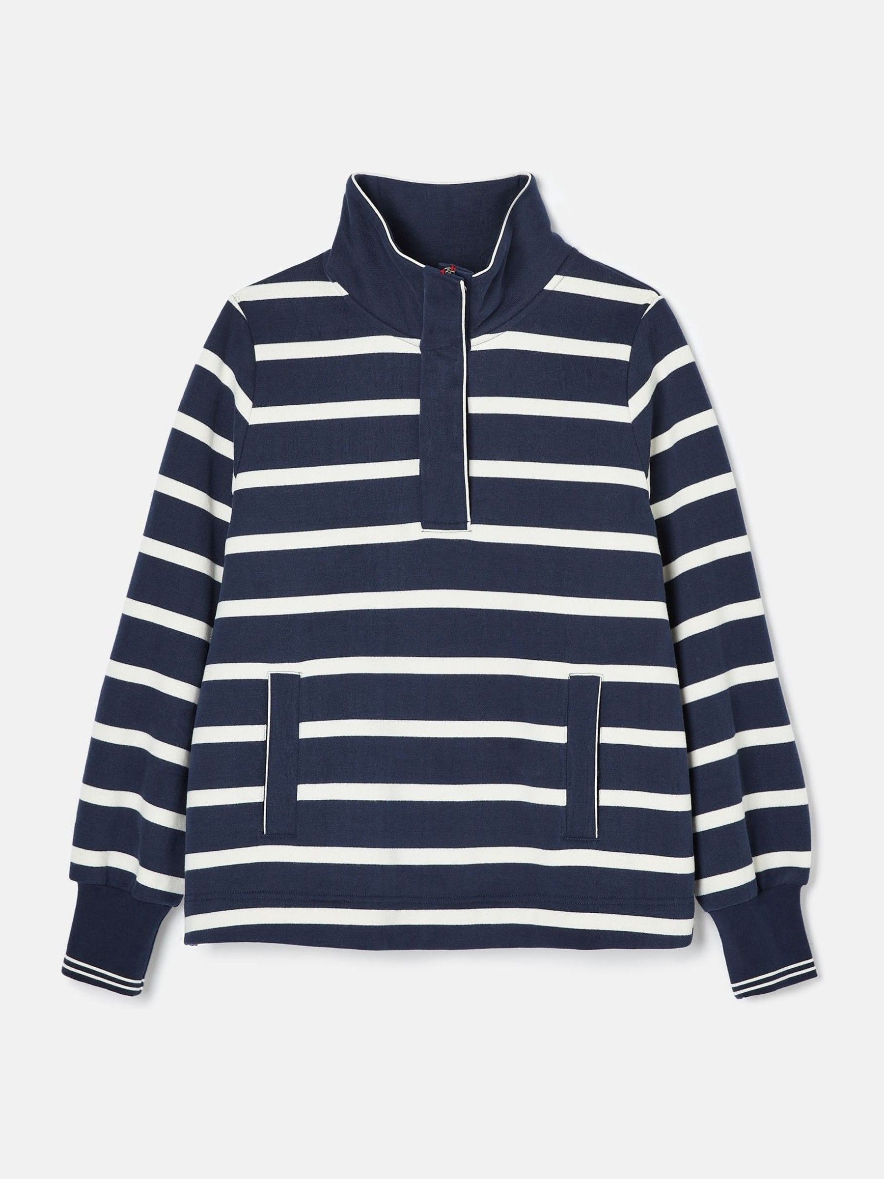 Burnham Navy Blue Heavyweight Cotton Funnel Neck Quarter Zip Sweatshirt - Image 7 of 7