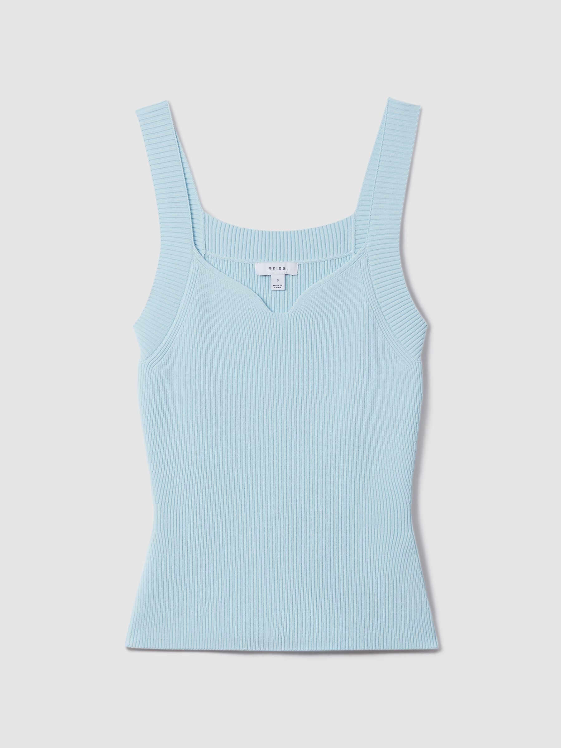 Ribbed Sweetheart Neck Top in Light Blue - Image 2 of 6